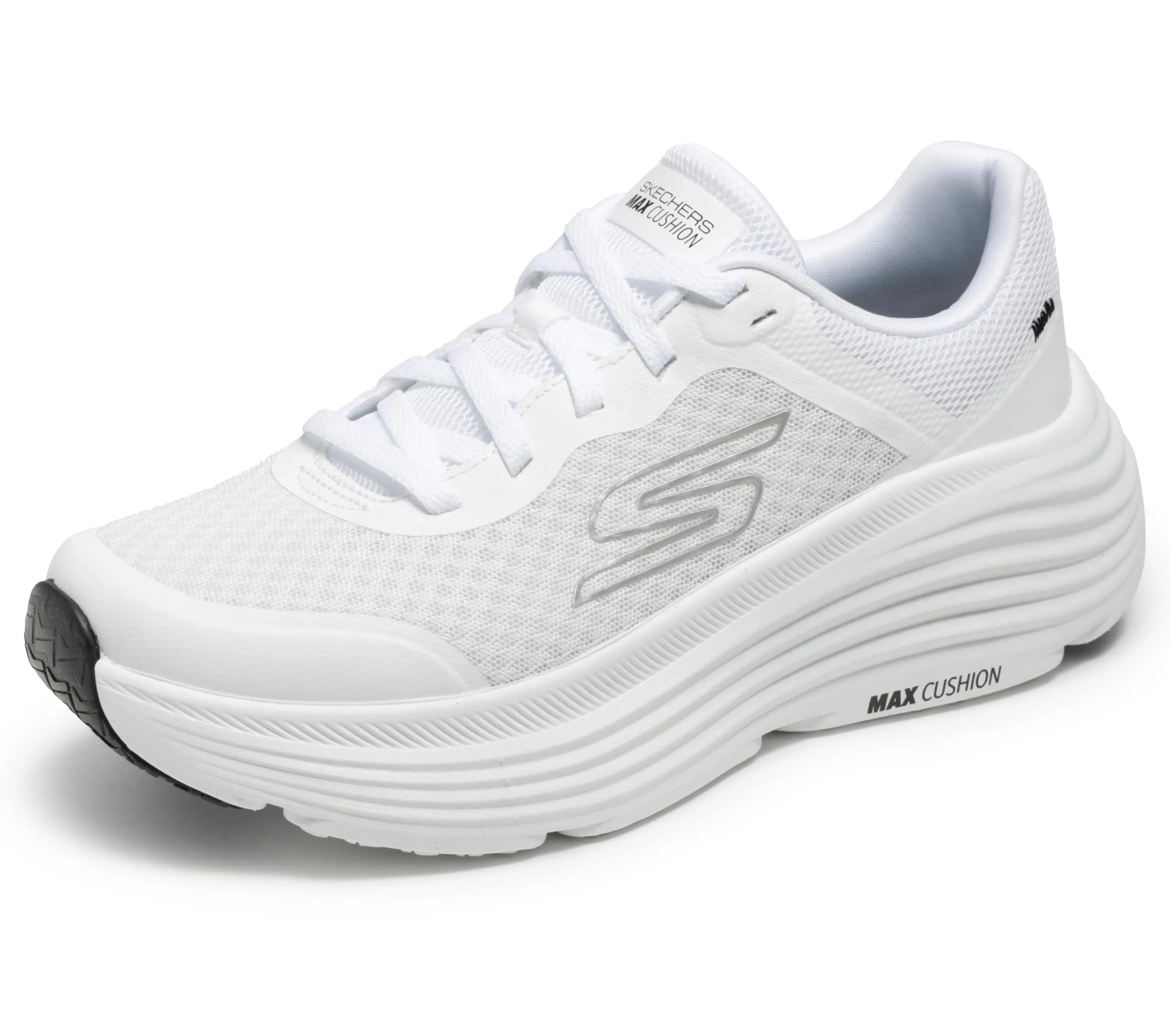 Skechers Donna Max Cushioning Endeavour Canova Trainers, White Synthetic/Black Trim, 35.5 EU - immagine 1