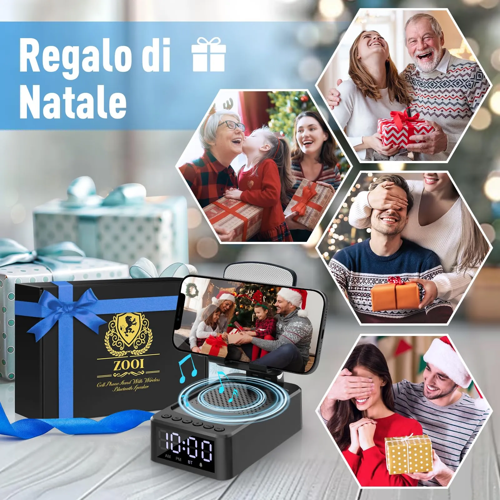 ZOOI Regalo Uomo, 3 in 1 Altoparlante Bluetooth con Supporto - immagine 2