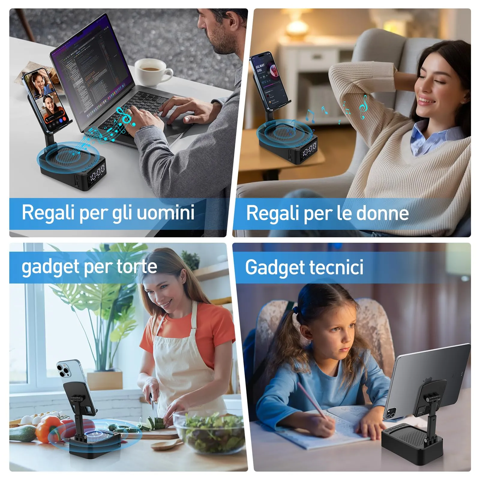 ZOOI Regalo Uomo, 3 in 1 Altoparlante Bluetooth con Supporto - immagine 5