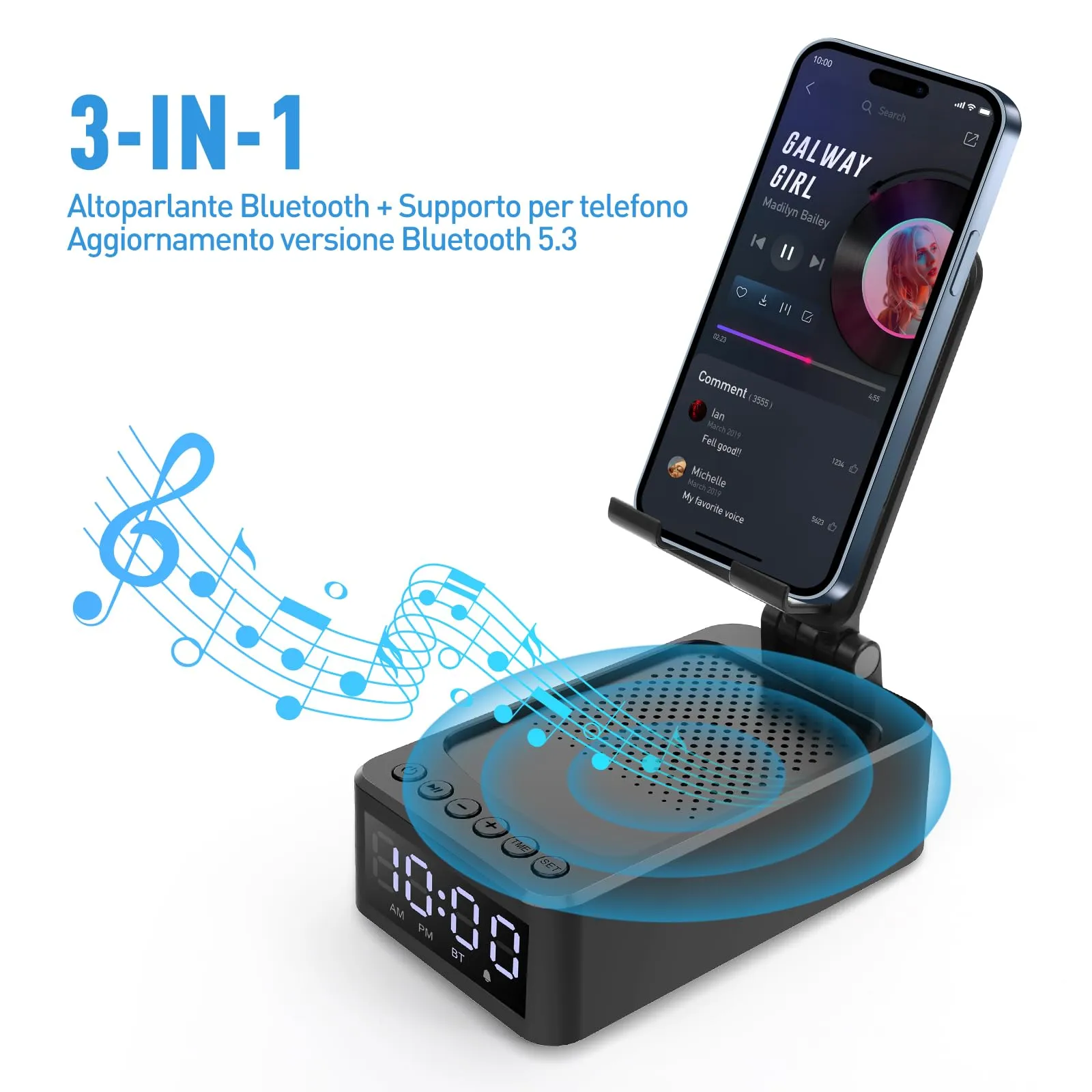 ZOOI Regalo Uomo, 3 in 1 Altoparlante Bluetooth con Supporto - immagine 6