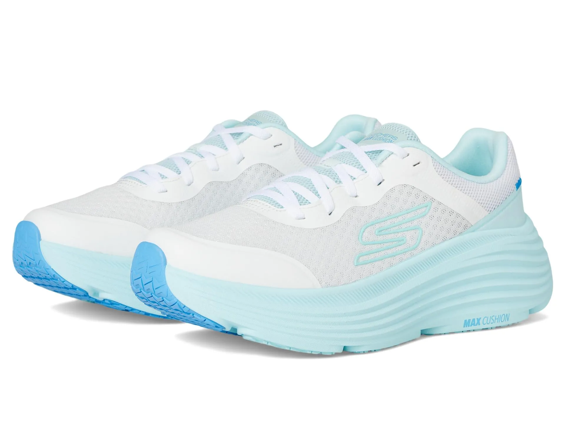 Skechers Donna Max Cushioning Endeavour Canova Trainers, White Synthetic/Light Blue Trim, 35.5 EU - immagine 2
