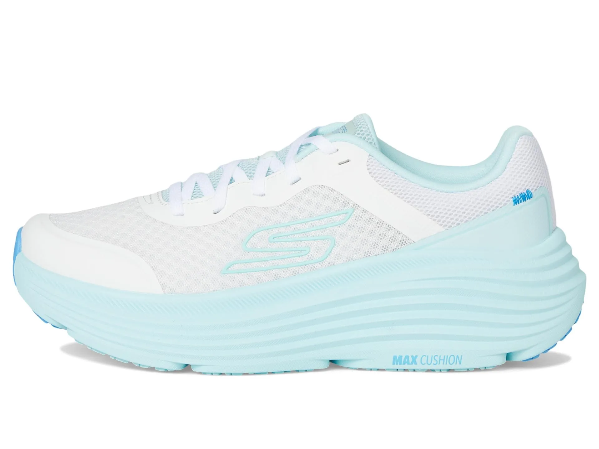 Skechers Donna Max Cushioning Endeavour Canova Trainers, White Synthetic/Light Blue Trim, 35.5 EU - immagine 5