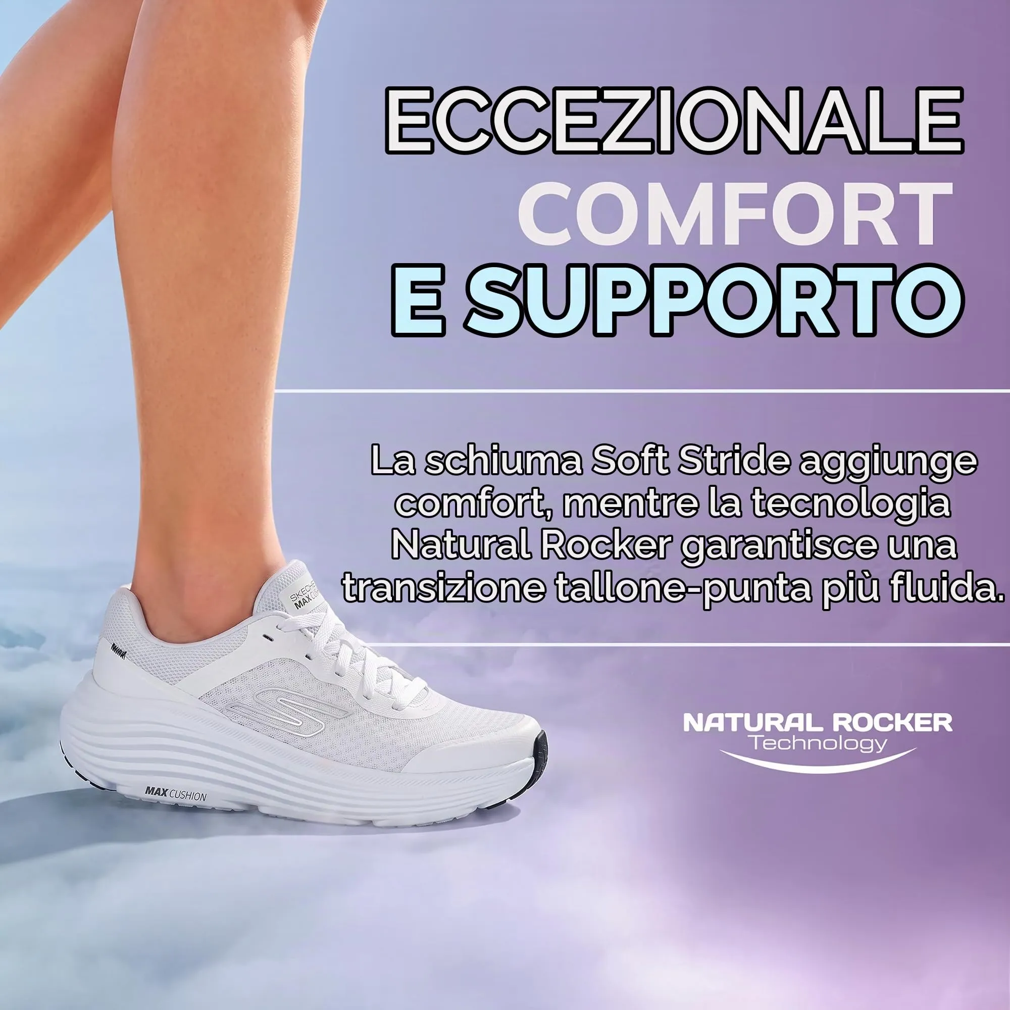 Skechers Donna Max Cushioning Endeavour Canova Trainers, White Black, 37.5 EU Larga - immagine 7