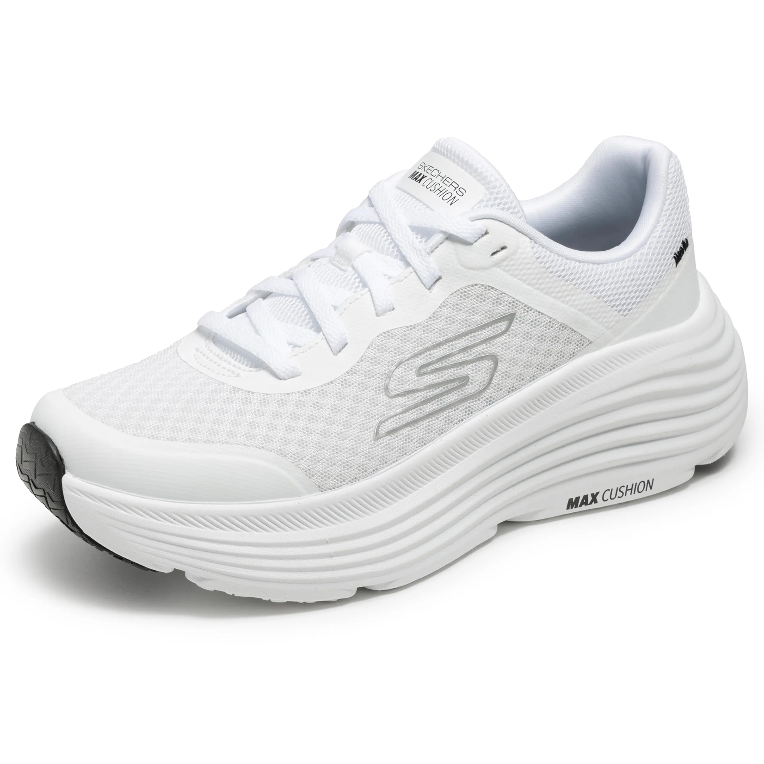 Skechers Donna Max Cushioning Endeavour Canova Trainers, White Black, 37.5 EU Larga - immagine 11