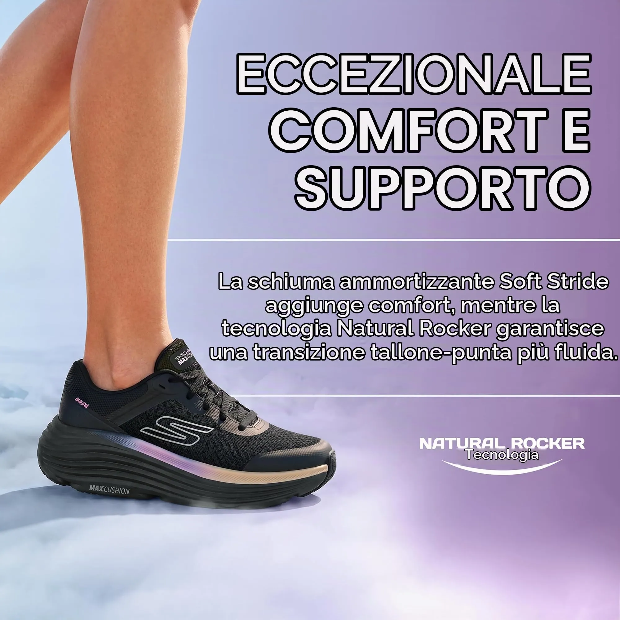 Skechers Max Cushioning Endeavour Canova Sneaker da donna, nero/rosa, 40 EU - immagine 6