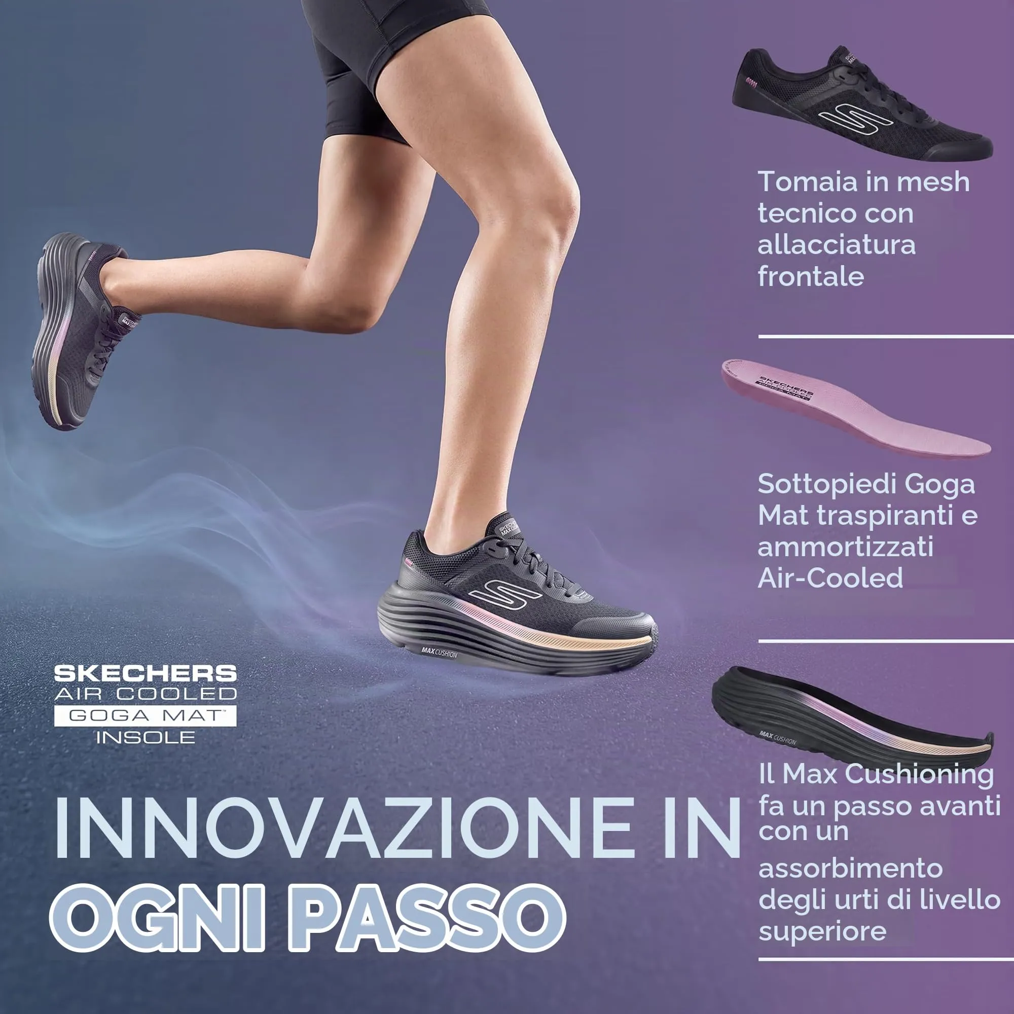 Skechers Max Cushioning Endeavour Canova Sneaker da donna, nero/rosa, 40 EU - immagine 7