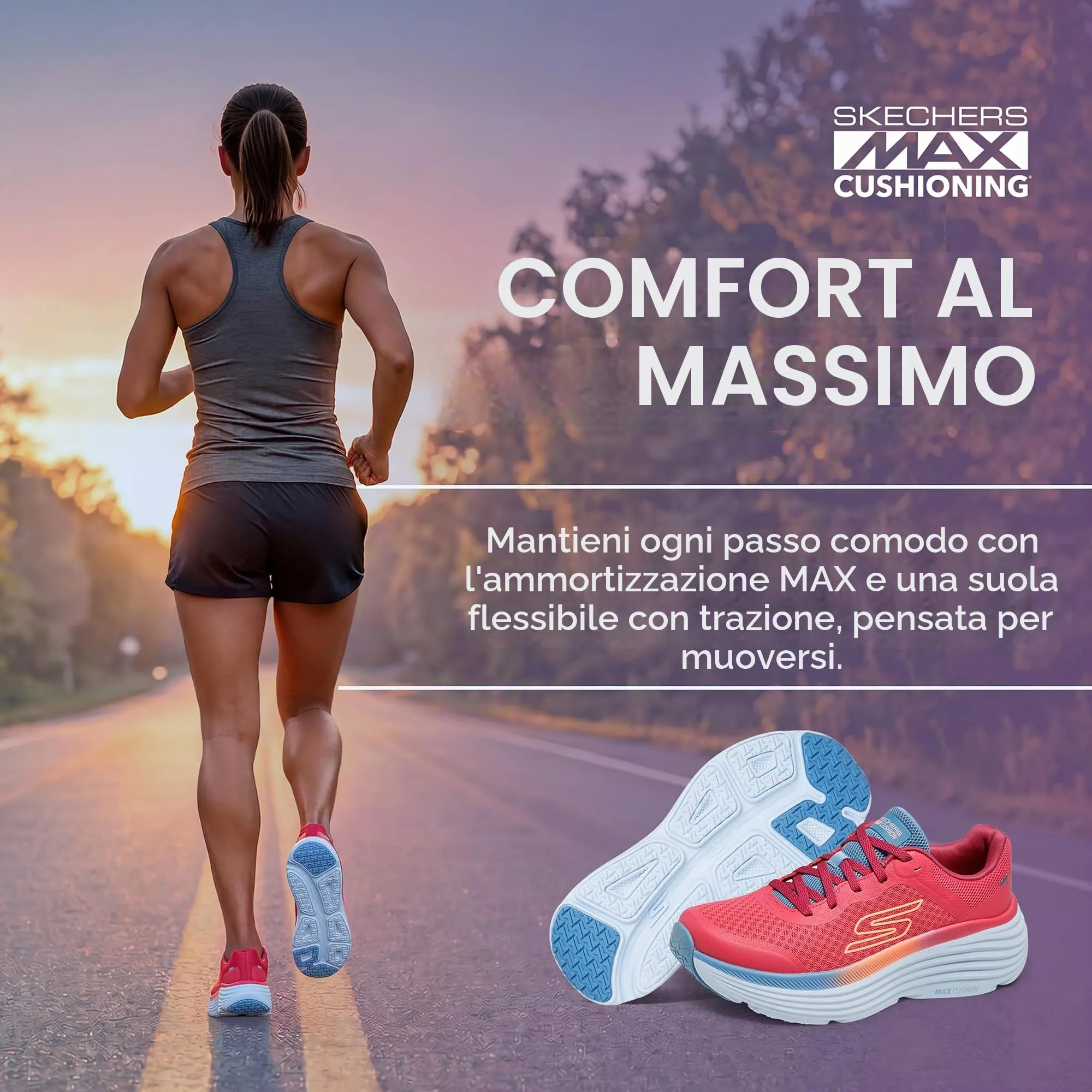 Skechers Sneaker da Donna Max Cushioning Endeavour Canova, Rosso Multicolore., 39 EU - immagine 2