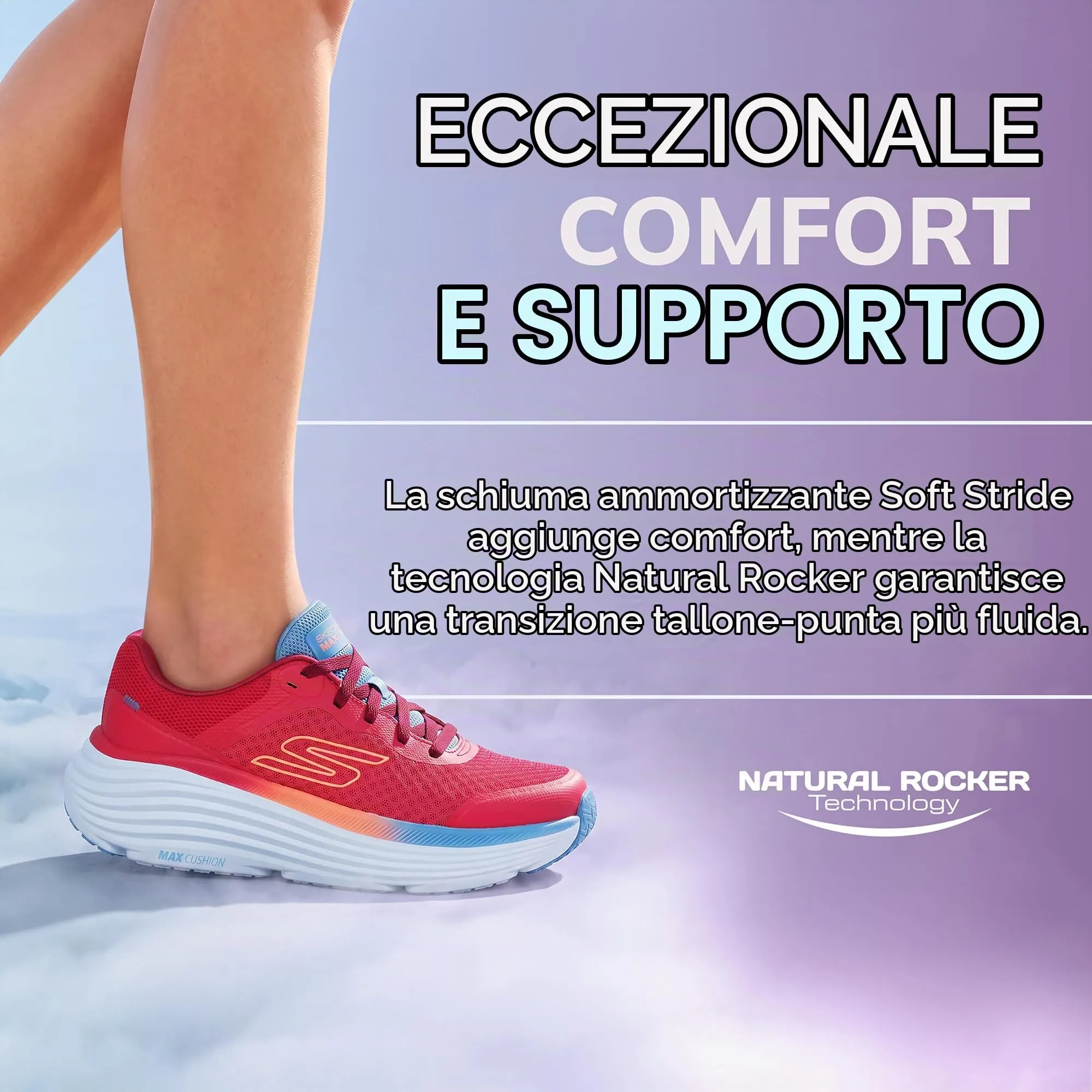 Skechers Sneaker da Donna Max Cushioning Endeavour Canova, Rosso Multicolore., 39 EU - immagine 3