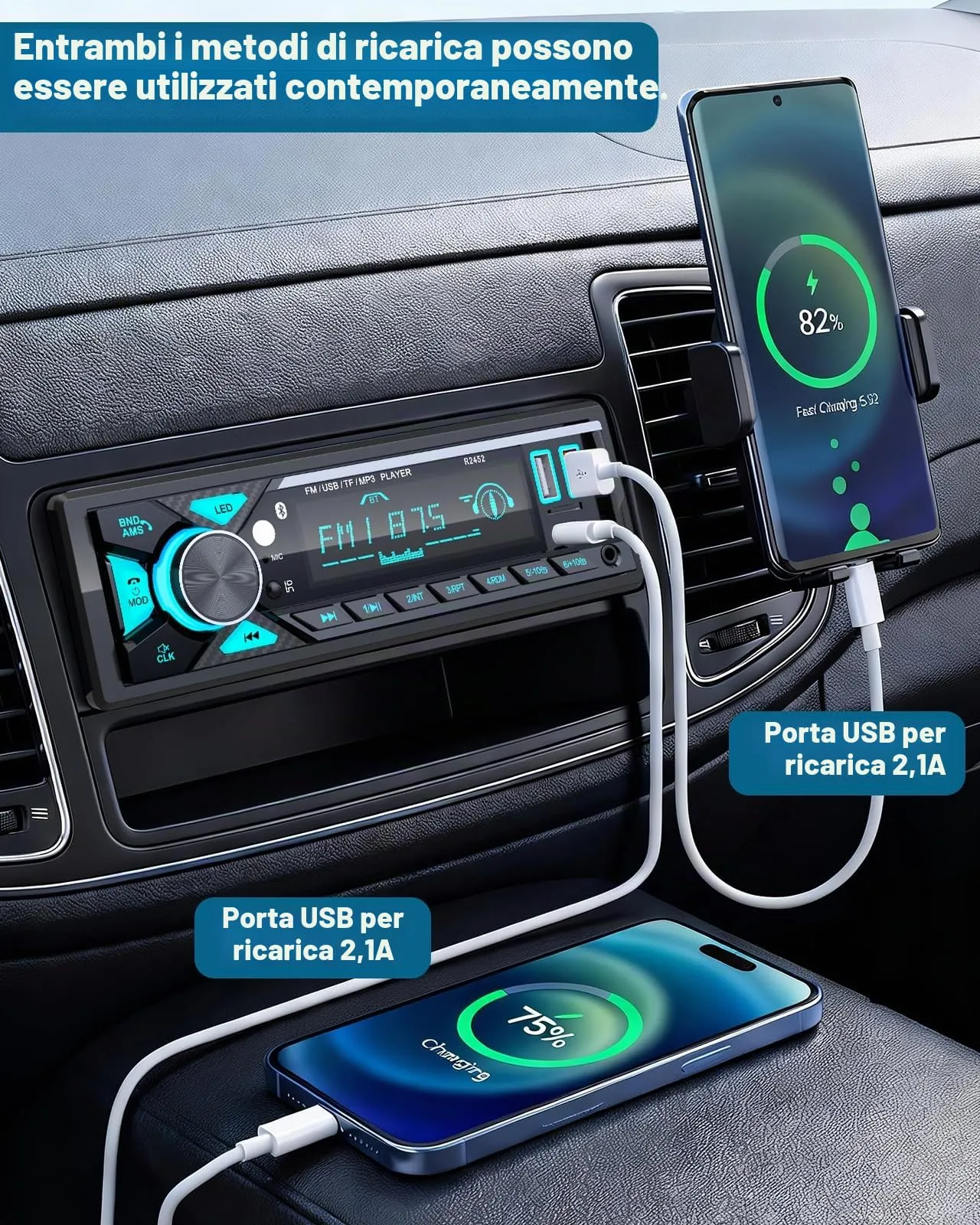 RDS Autoradio Bluetooth, CENXINY Stereo Auto con Porta di Ricarica Type-C - immagine 3
