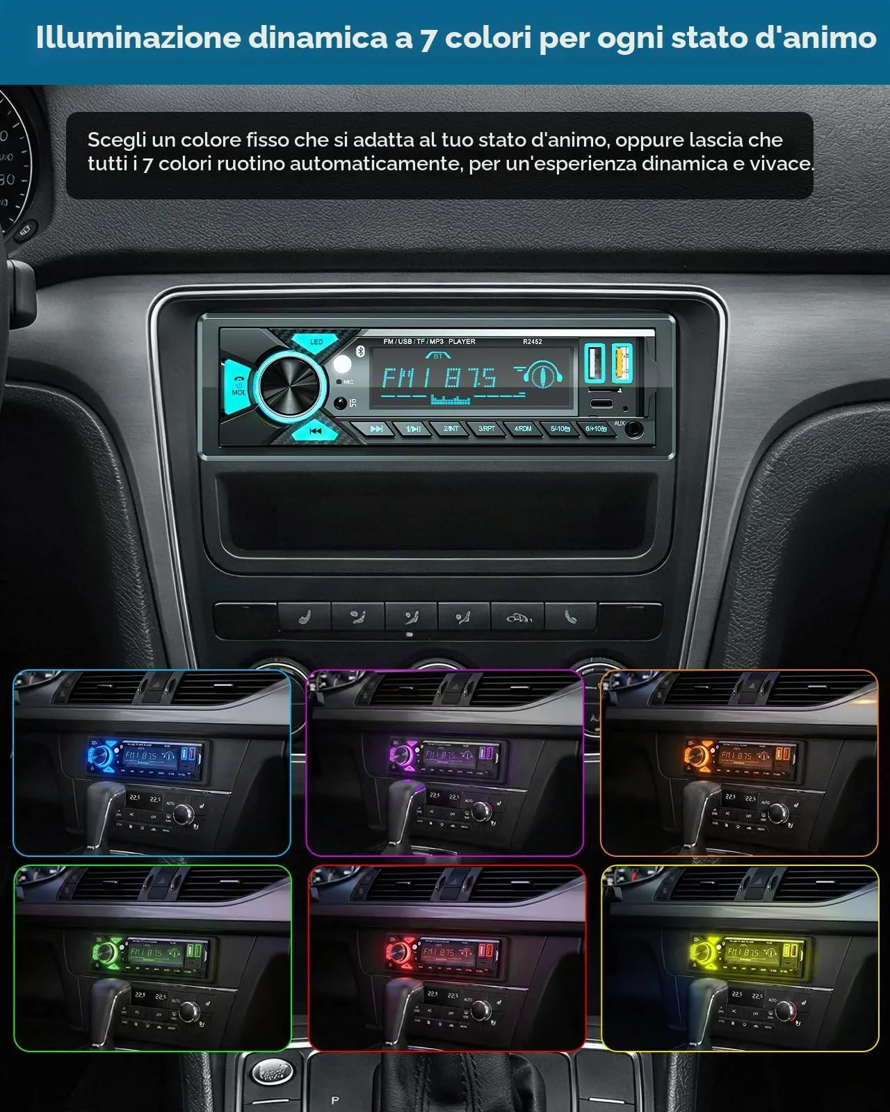 RDS Autoradio Bluetooth, CENXINY Stereo Auto con Porta di Ricarica Type-C - immagine 7