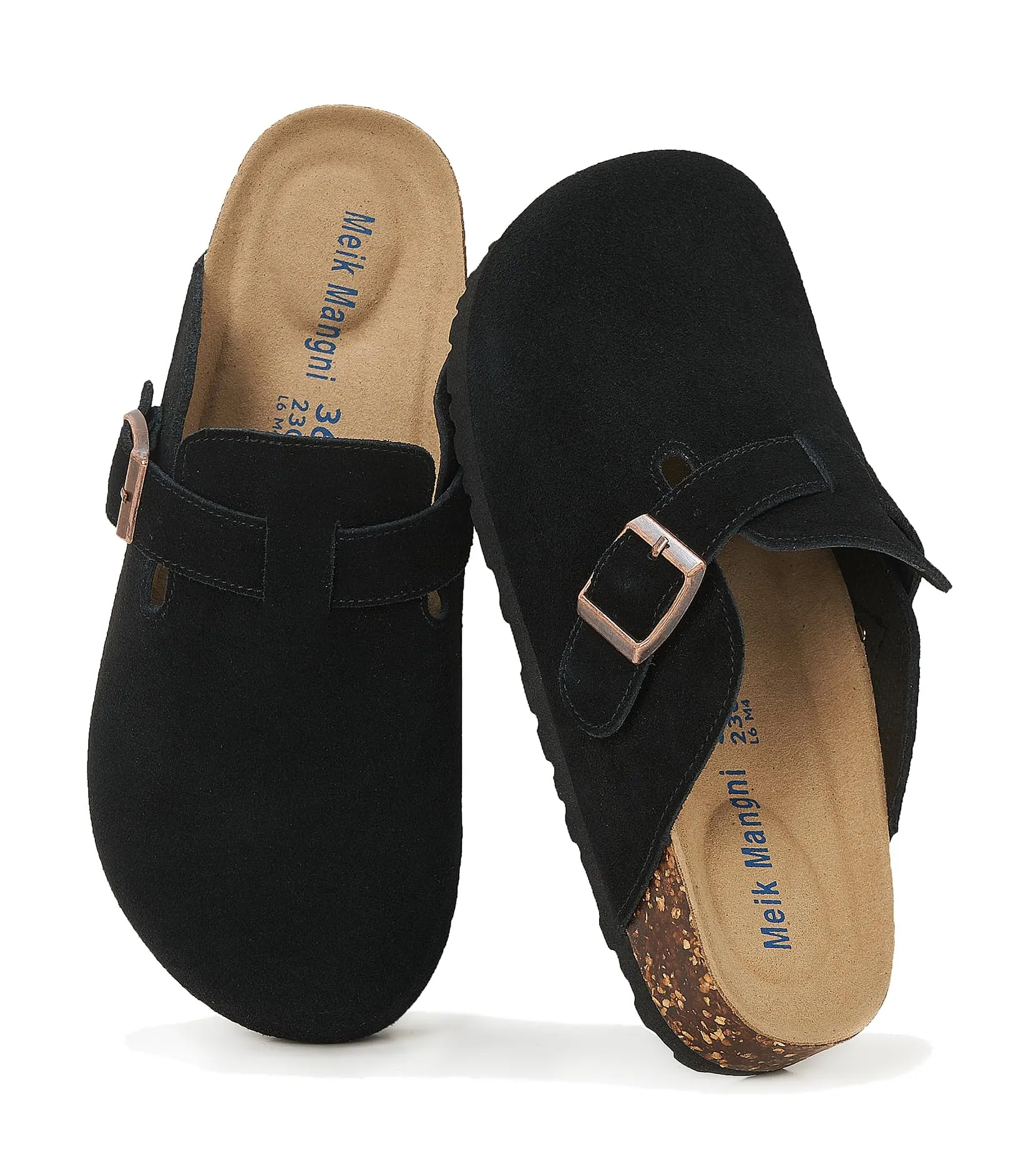 Meik Mangni Zoccoli e Sabot Donna Ciabatte da Uomo Pantofole in Pelle,Nero 36 EU - immagine 1