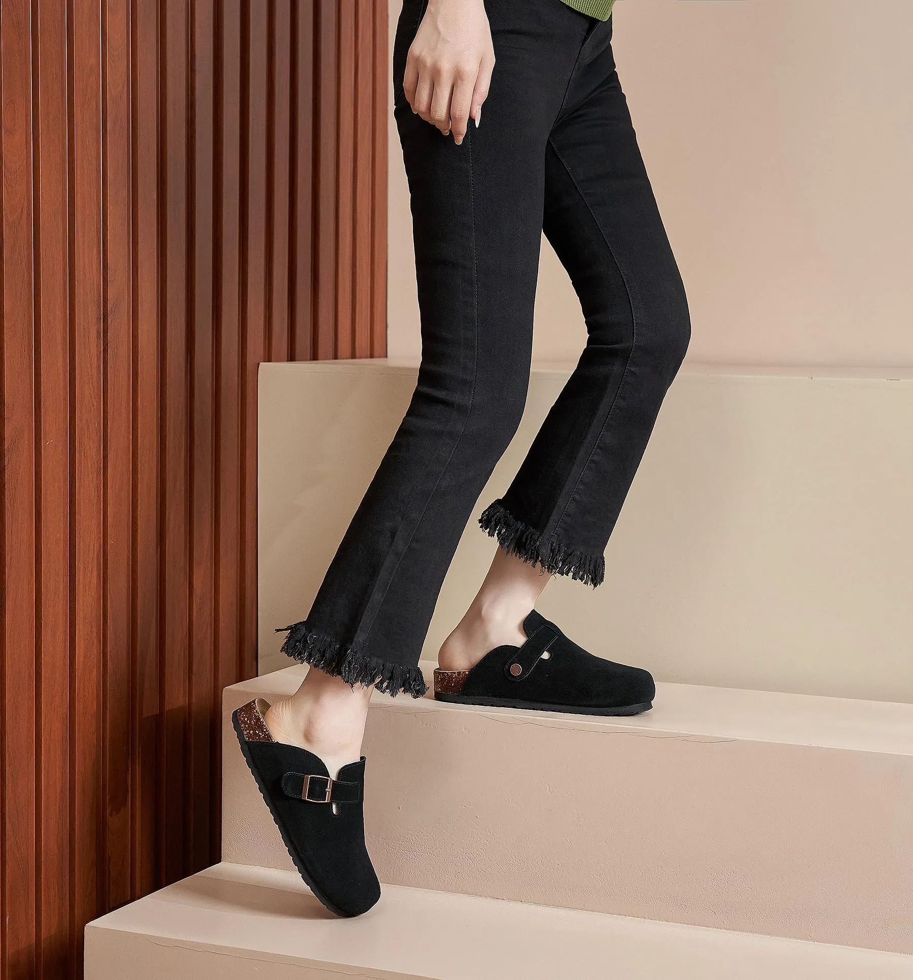 Meik Mangni Zoccoli e Sabot Donna Ciabatte da Uomo Pantofole in Pelle,Nero 36 EU - immagine 2