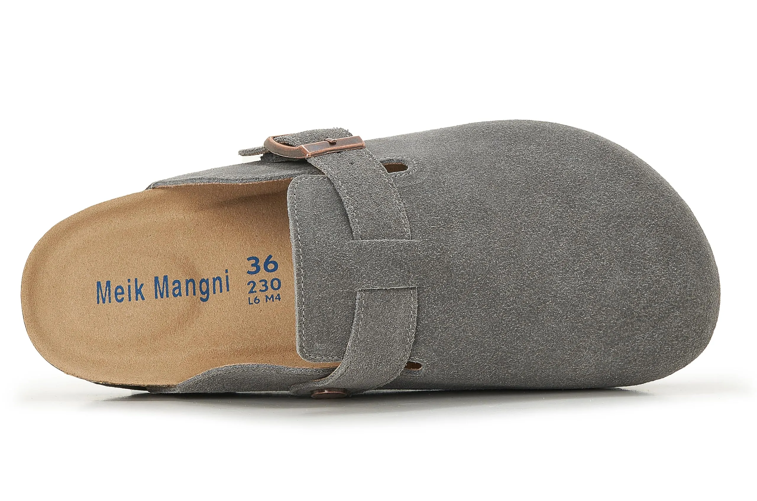 Meik Mangni Zoccoli e Sabot Donna Ciabatte da Uomo Pantofole in Pelle,Grigio Scuro 41 EU - immagine 4
