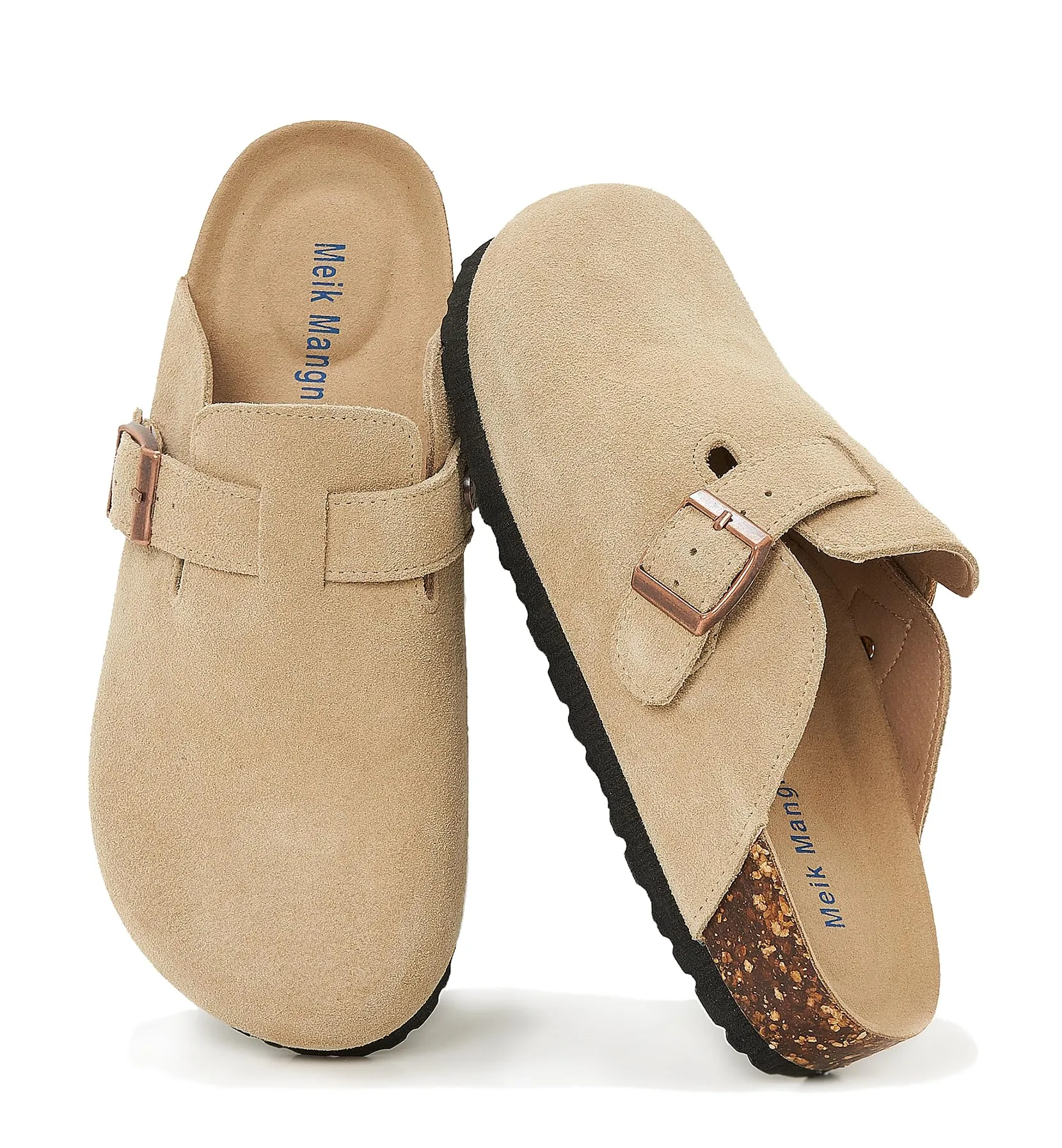 Meik Mangni Zoccoli e Sabot Donna Ciabatte da Uomo Pantofole in Pelle,Beige 41 EU - immagine 1