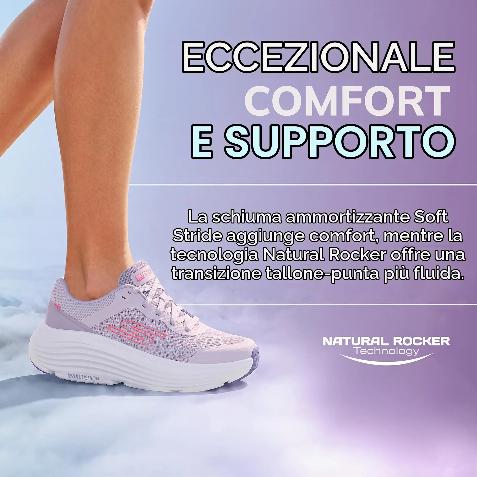 Skechers Donna Max Cushioning Endeavour Canova Trainers, Lavender Synthetic/Pink Trim, 37.5 EU - immagine 3