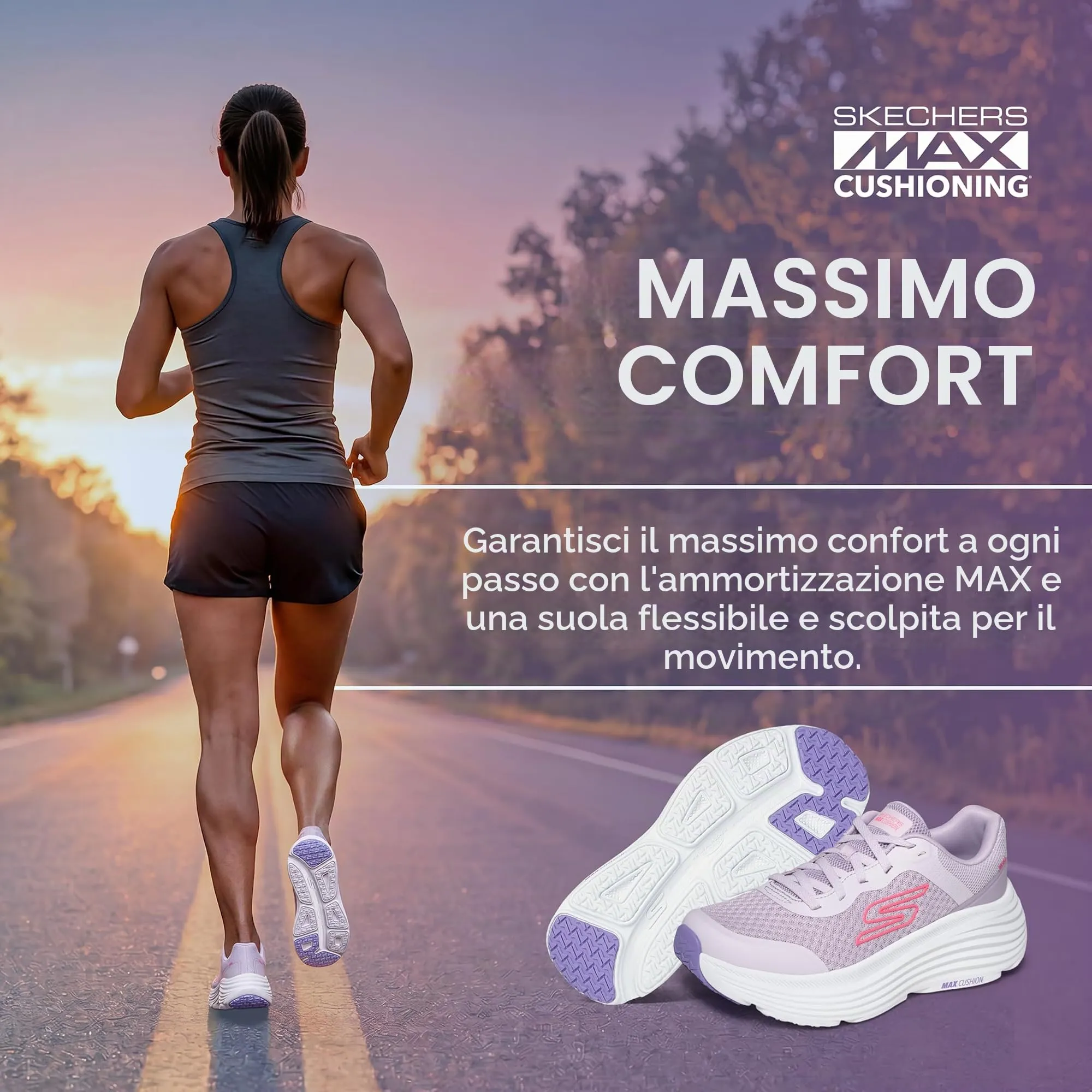 Skechers Donna Max Cushioning Endeavour Canova Trainers, Lavender Synthetic/Pink Trim, 41 EU - immagine 2