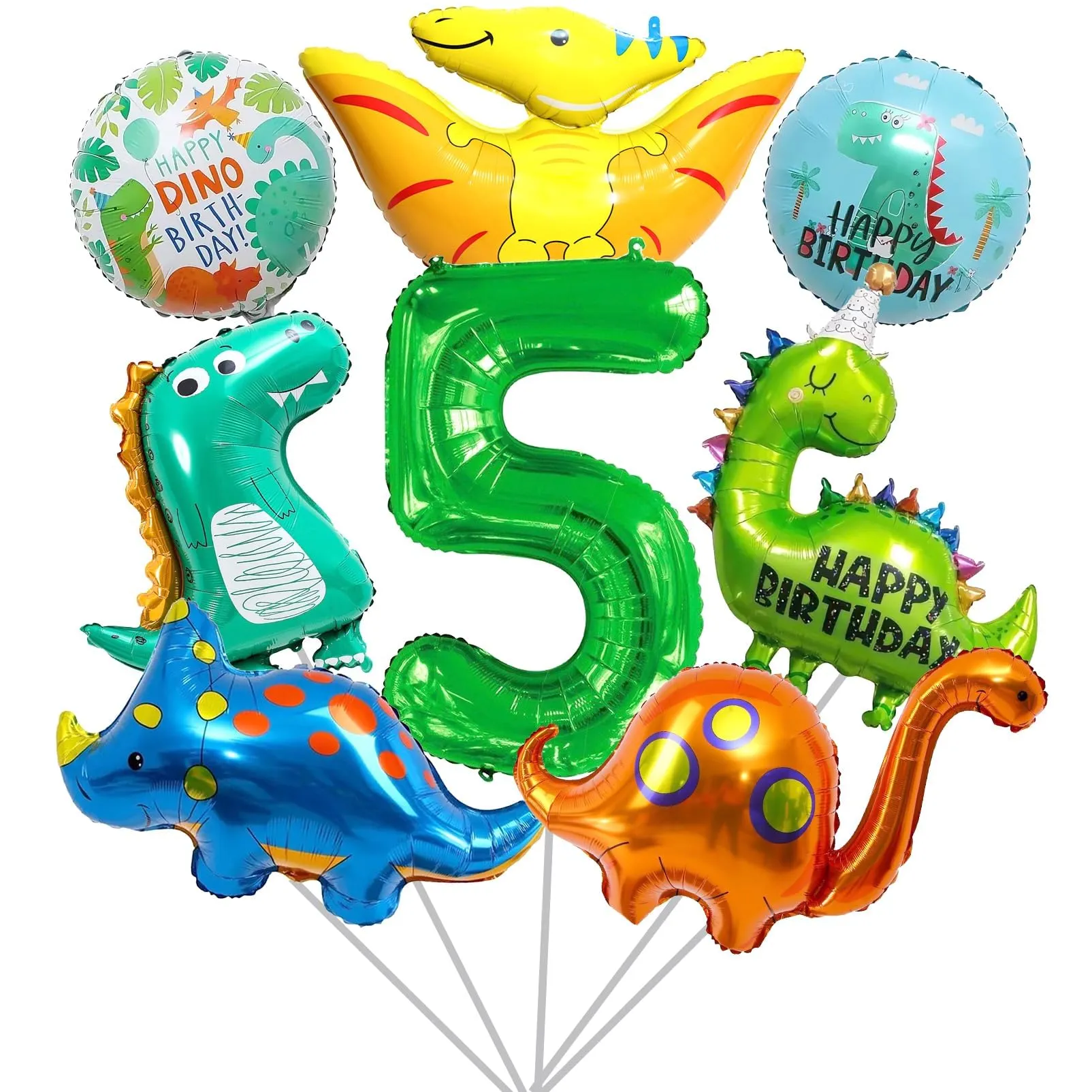 8 Pezzi Decorazioni Compleanno Dinosauri 5 Anni - immagine 1