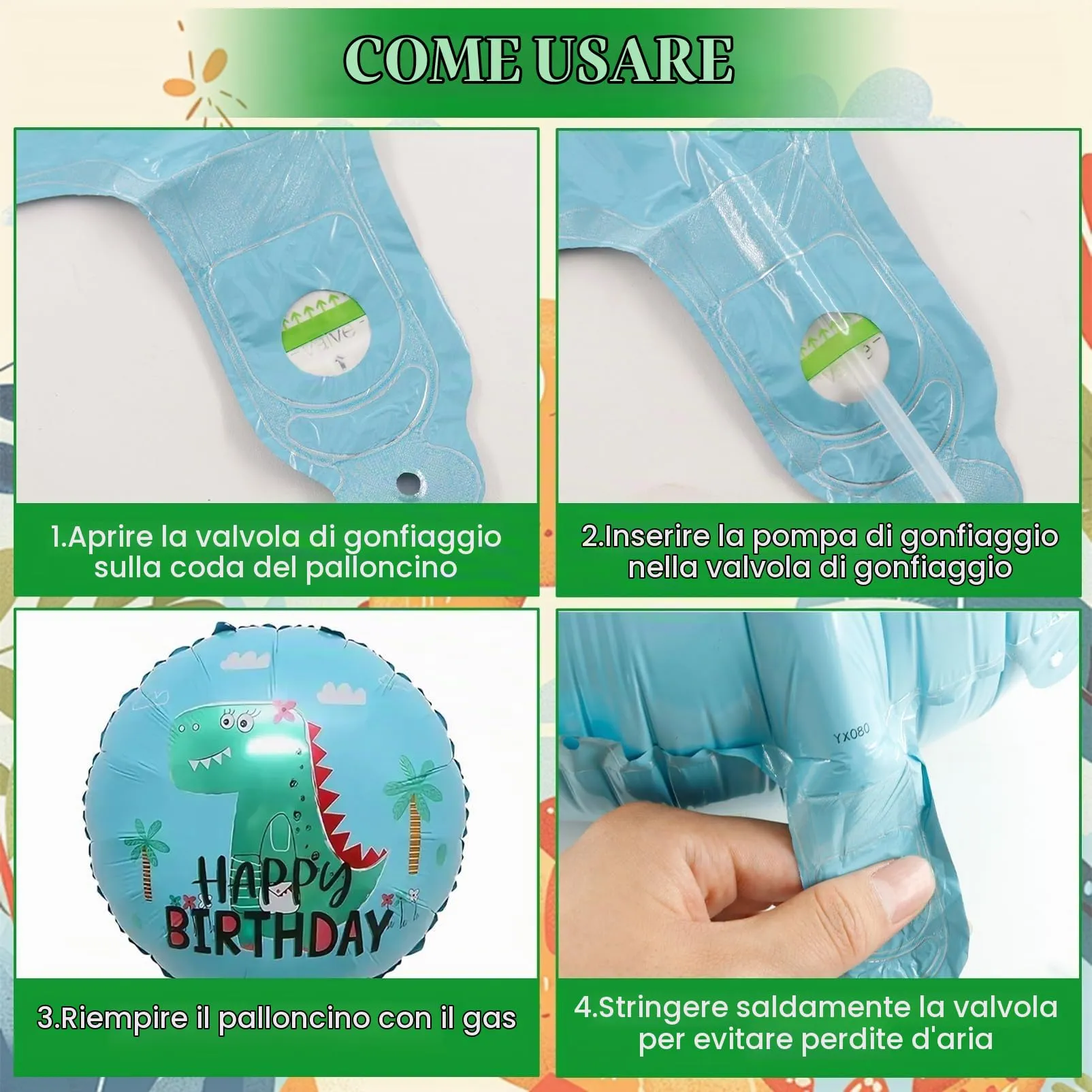 8 Pezzi Decorazioni Compleanno Dinosauri 5 Anni - immagine 3