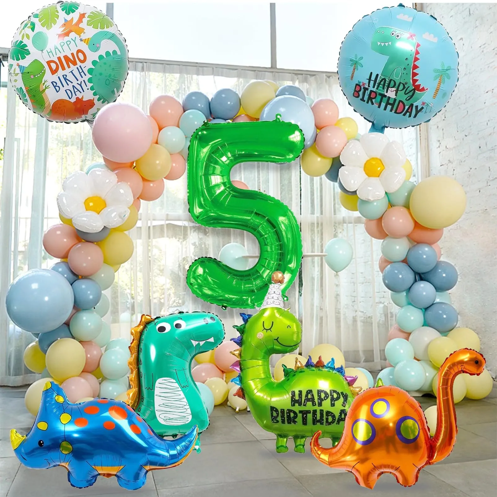 8 Pezzi Decorazioni Compleanno Dinosauri 5 Anni - immagine 4