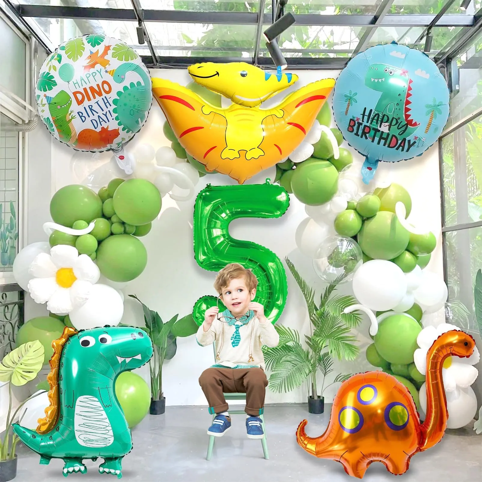8 Pezzi Decorazioni Compleanno Dinosauri 5 Anni - immagine 7