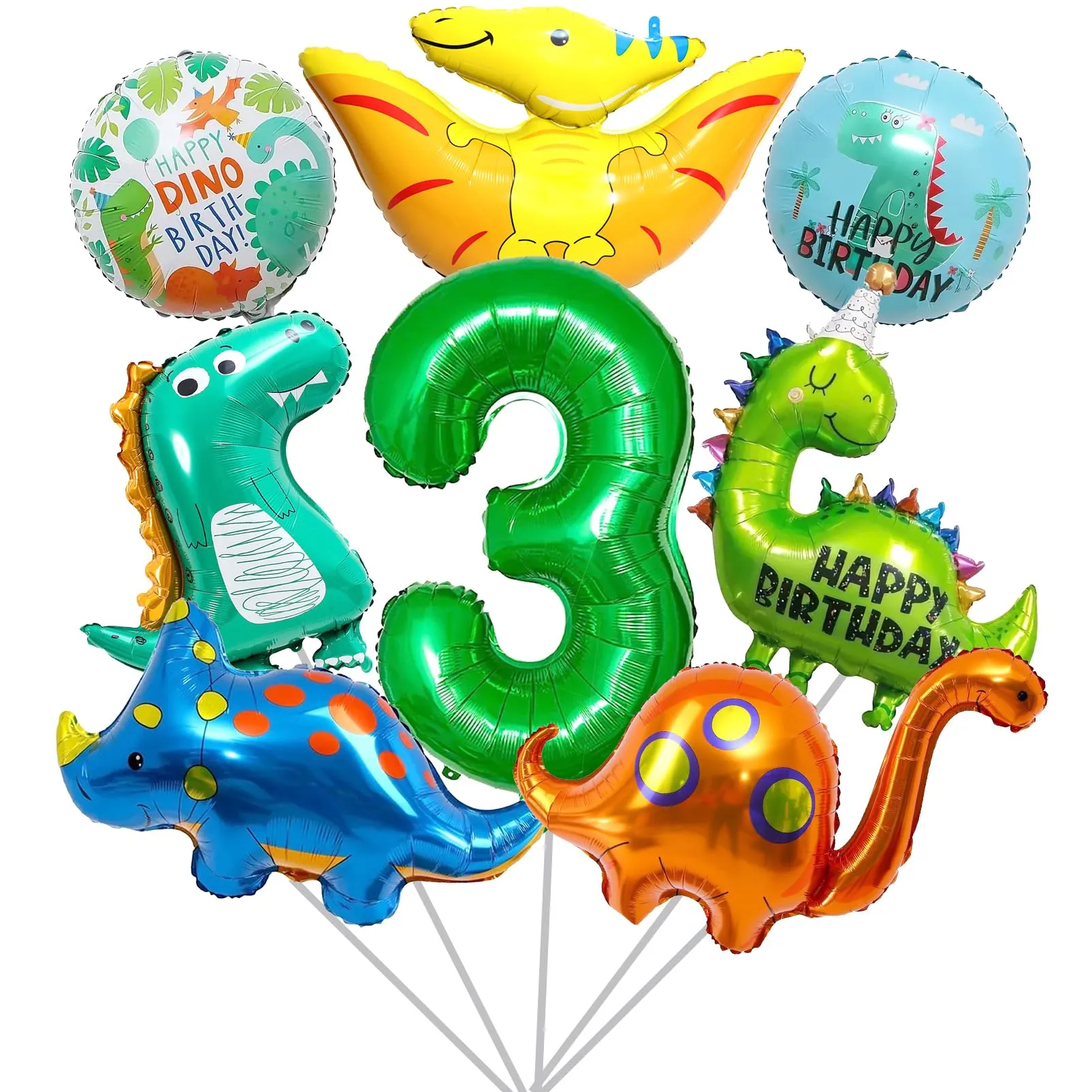8 Pezzi Decorazioni Compleanno Dinosauri, Dinosauro Palloncino Foil - immagine 1