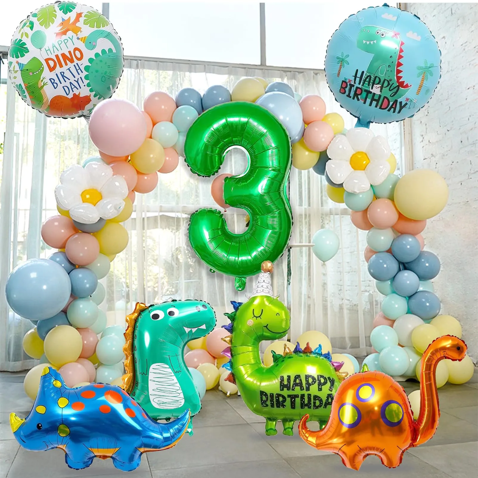 8 Pezzi Decorazioni Compleanno Dinosauri, Dinosauro Palloncino Foil - immagine 4