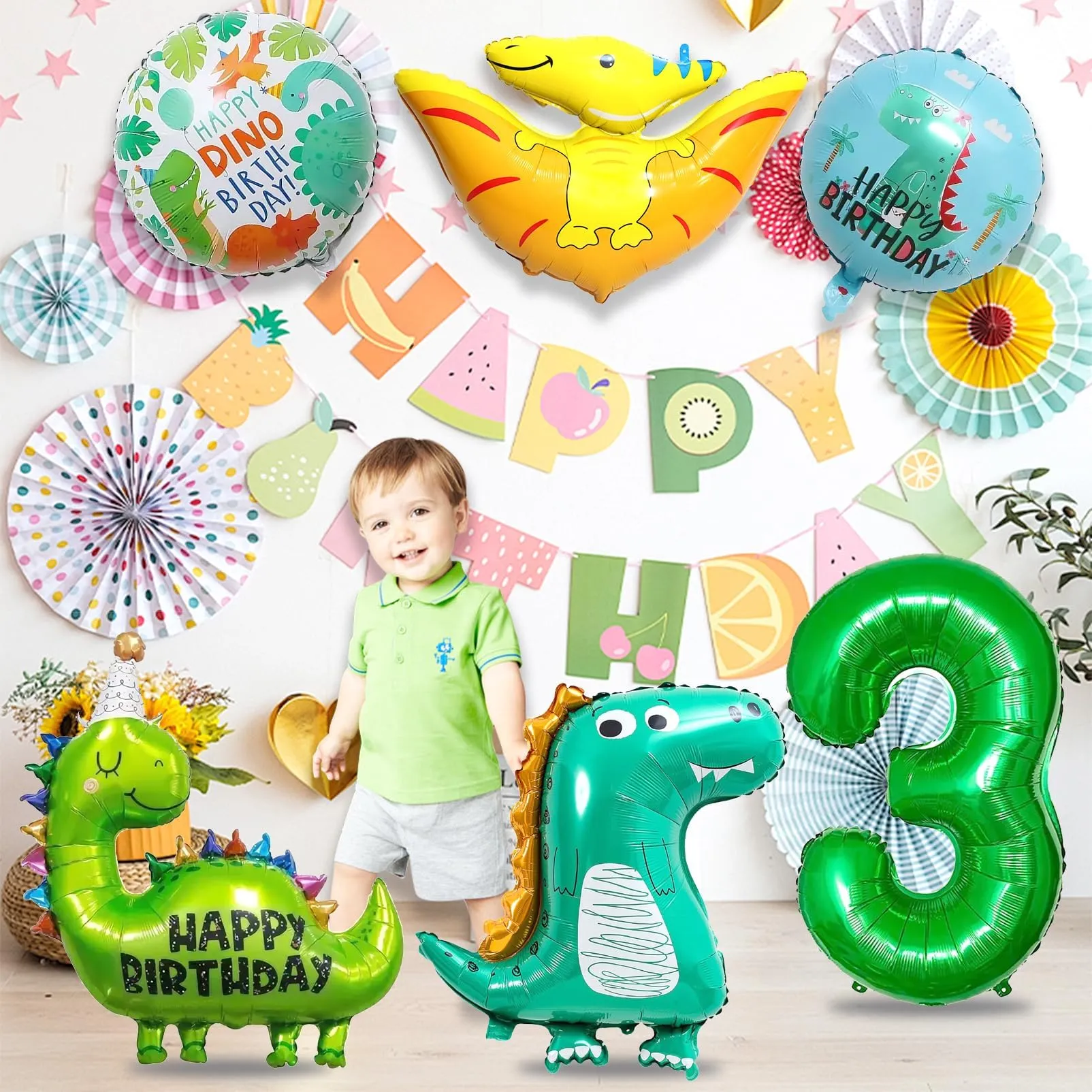 8 Pezzi Decorazioni Compleanno Dinosauri, Dinosauro Palloncino Foil - immagine 5