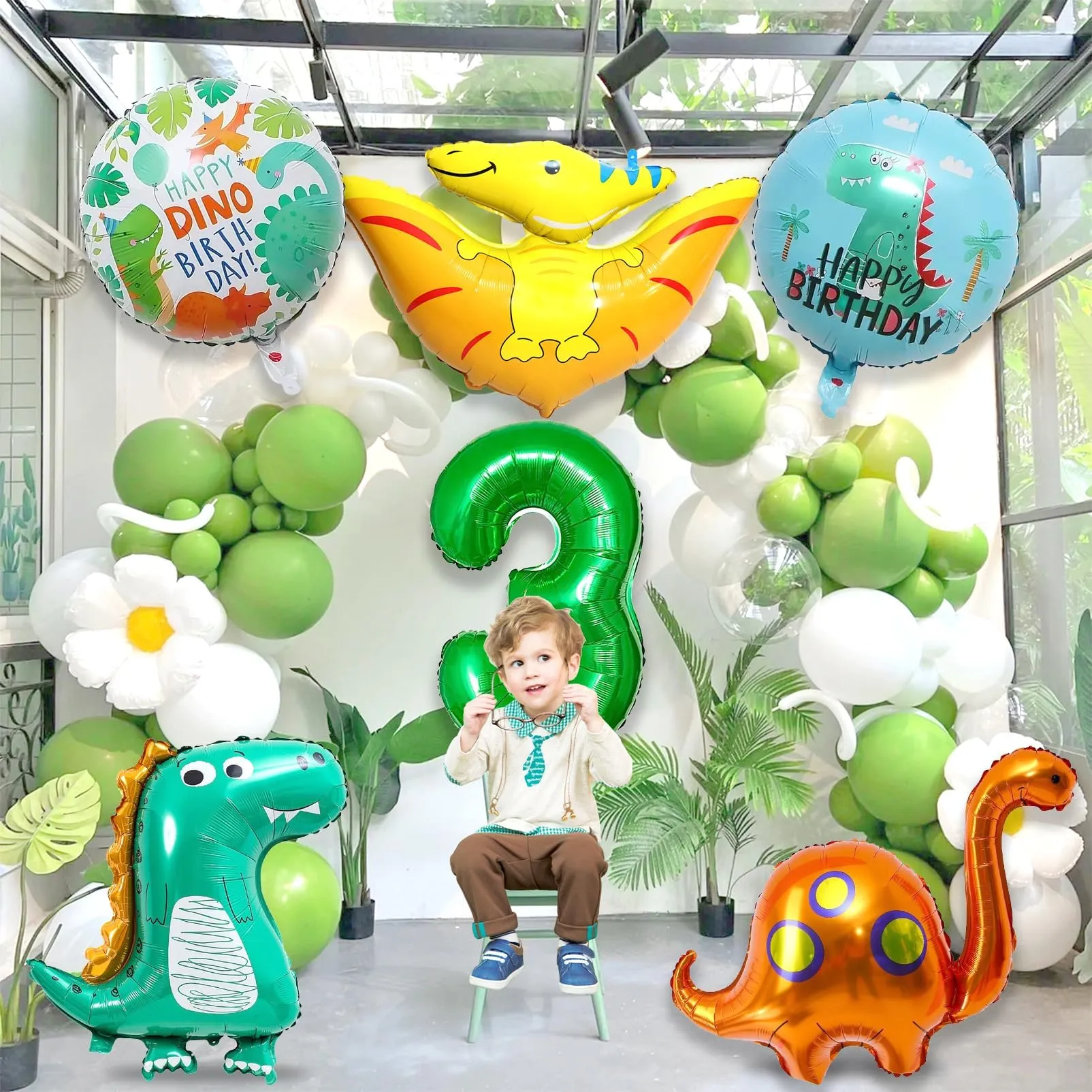 8 Pezzi Decorazioni Compleanno Dinosauri, Dinosauro Palloncino Foil - immagine 7