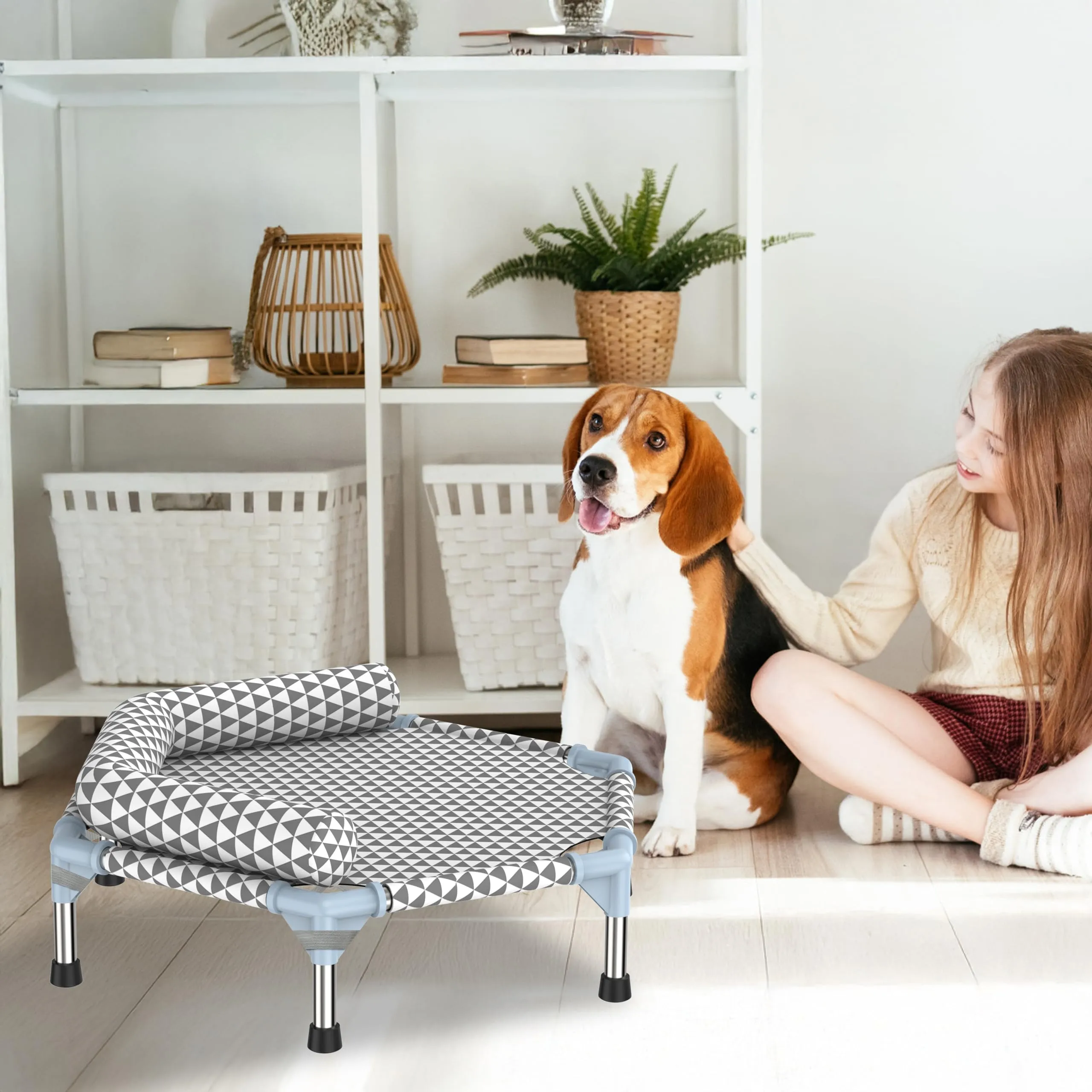 Letto ortopedico per cani di piccola taglia – cuscini rimovibili e copertura lavabile, letto rialzato per cani da esterno, letto rialzato per cani, facile da montare, fino a 34 kg, piccolo - immagine 4