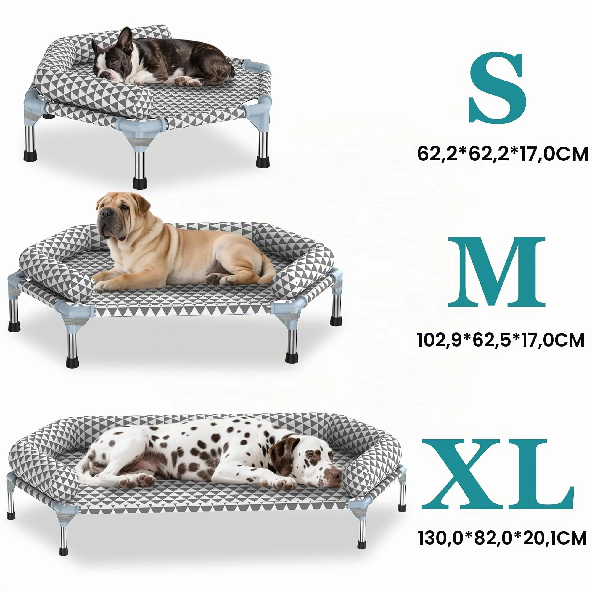 Letto ortopedico per cani di piccola taglia – cuscini rimovibili e copertura lavabile, letto rialzato per cani da esterno, letto rialzato per cani, facile da montare, fino a 34 kg, piccolo - immagine 6