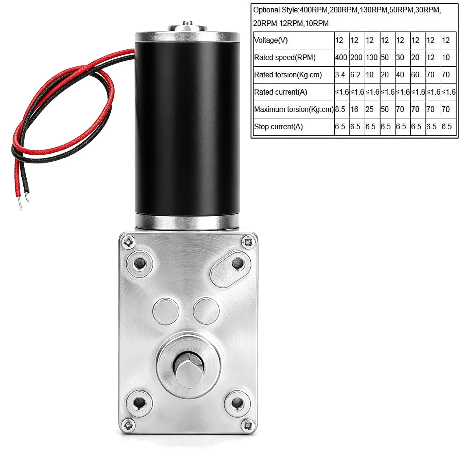 Motore A Vite Senza Fine 10-400 Giri/Min, Reversibile DC12V Motore A Velocità di Torsione Elevata Riduttore Elettrico Con Albero A D, per RC, Giocattoli Elettronici (12V 30RPM) - immagine 3