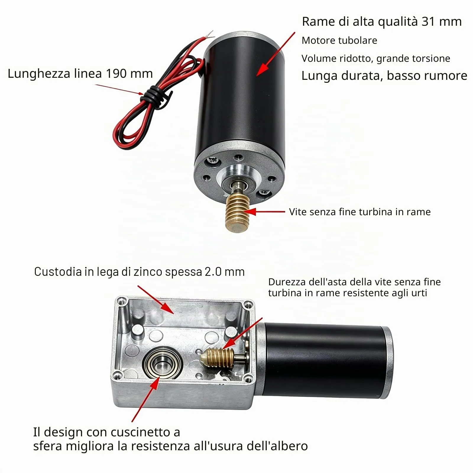 Motore A Vite Senza Fine 10-400 Giri/Min, Reversibile DC12V Motore A Velocità di Torsione Elevata Riduttore Elettrico Con Albero A D, per RC, Giocattoli Elettronici (12V 400RPM) - immagine 5