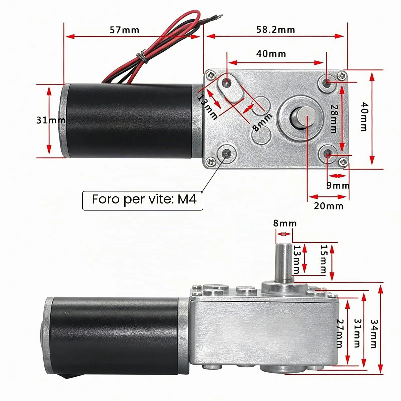 Motore A Vite Senza Fine 10-400 Giri/Min, Reversibile Motore (12V 200RPM) - immagine 4