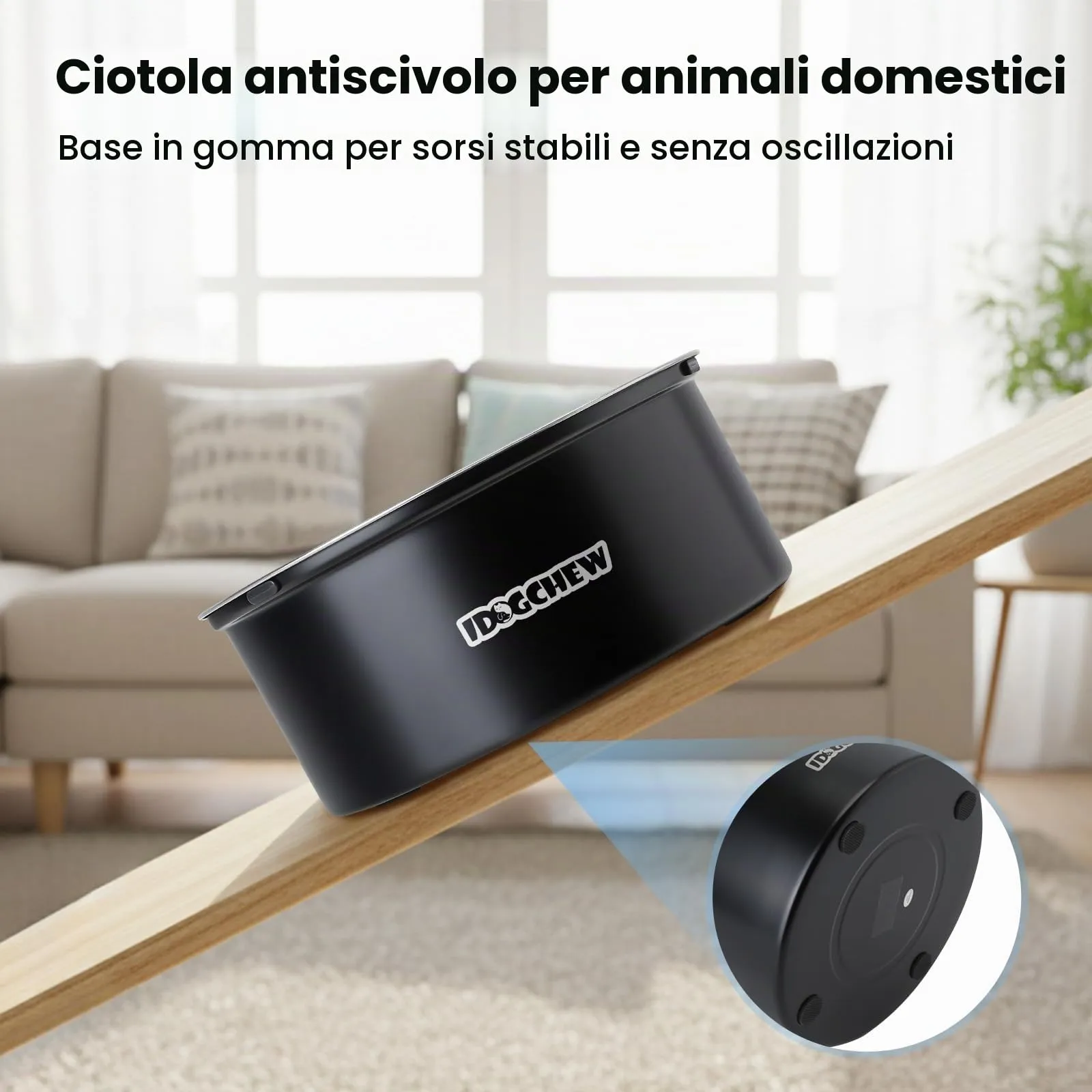 IDOGCHEW Ciotola Acqua Cane Antigoccia 3 L, in Acciaio, Anti-Fuoriuscita - immagine 4