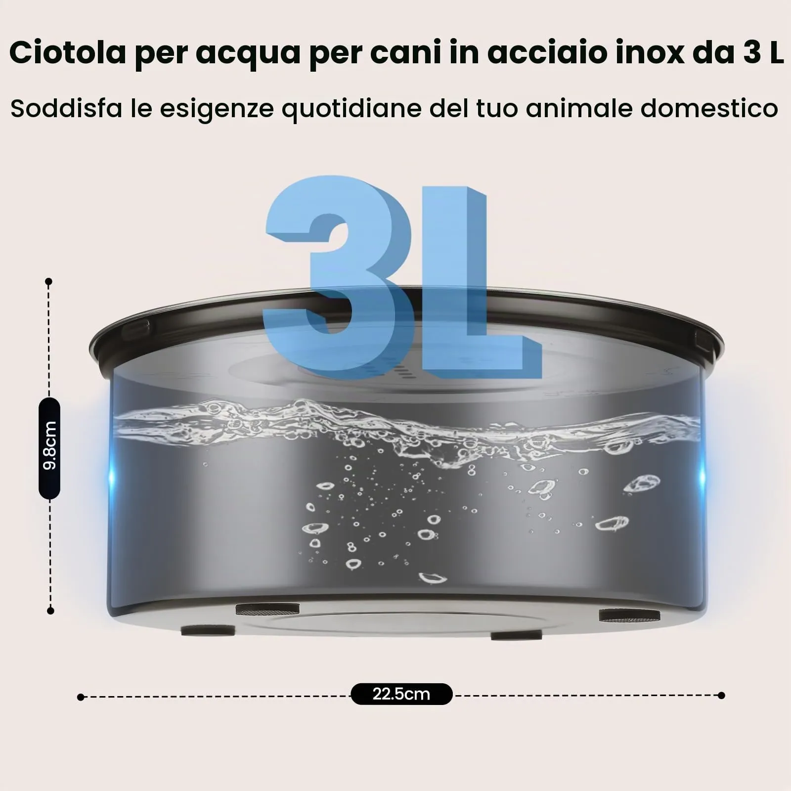 IDOGCHEW Ciotola Acqua Cane Antigoccia 3 L, in Acciaio, Anti-Fuoriuscita - immagine 5