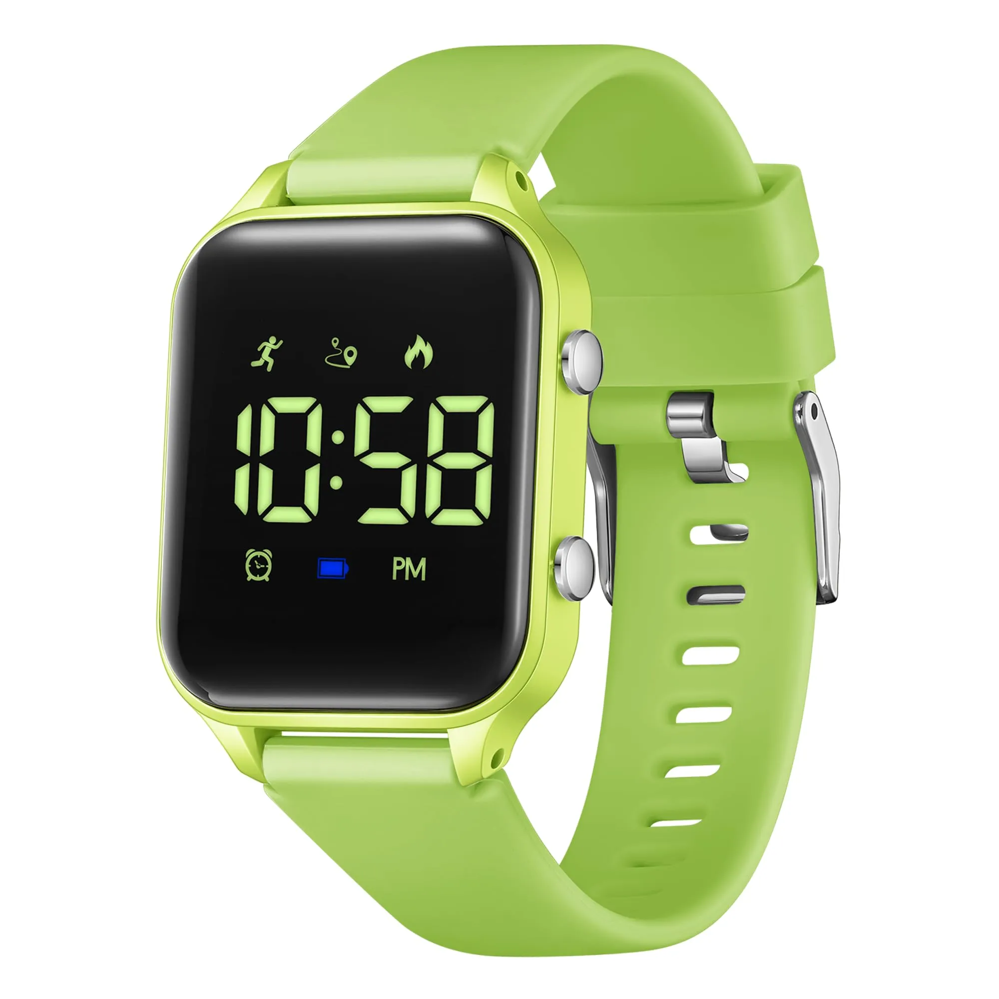 caprock Orologio digitale a LED per bambini, con contapassi, impermeabile fino a 50 atm, con calcolo della distanza/vibrazione, doppia sveglia/cronometro - immagine 1