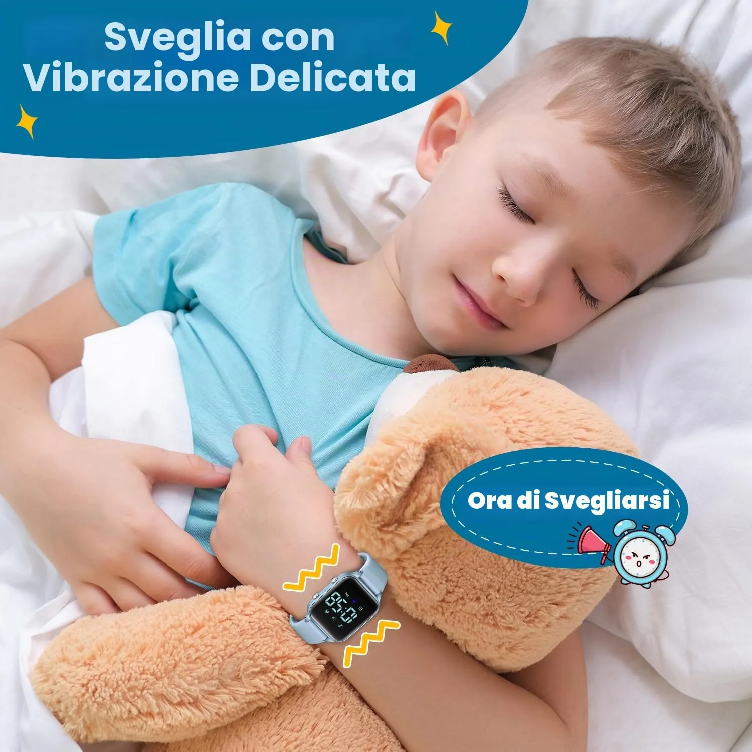 caprock Orologio digitale a LED per bambini, con contapassi, impermeabile fino a 50 atm, con calcolo della distanza/vibrazione, doppia sveglia/cronometro - immagine 5