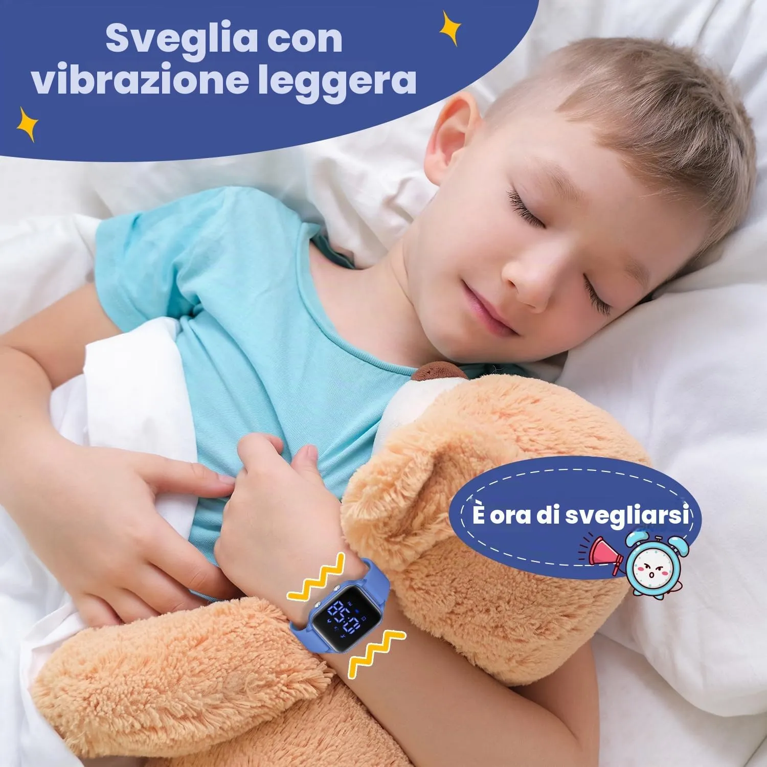 caprock Orologio digitale a LED per bambini, con contapassi, impermeabile fino a 50 atm, con calcolo della distanza/vibrazione, doppia sveglia/cronometro - immagine 7