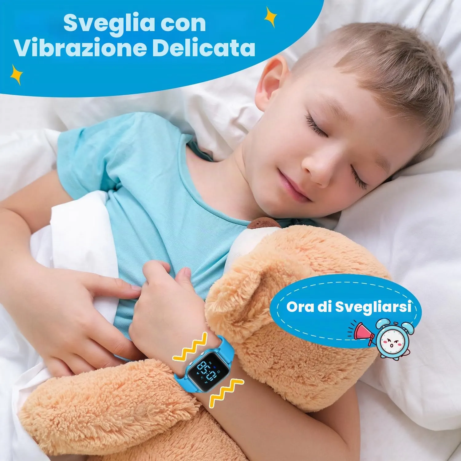 caprock Orologio digitale a LED per bambini, con contapassi, impermeabile fino a 50 atm, con calcolo della distanza/vibrazione, doppia sveglia/cronometro - immagine 6