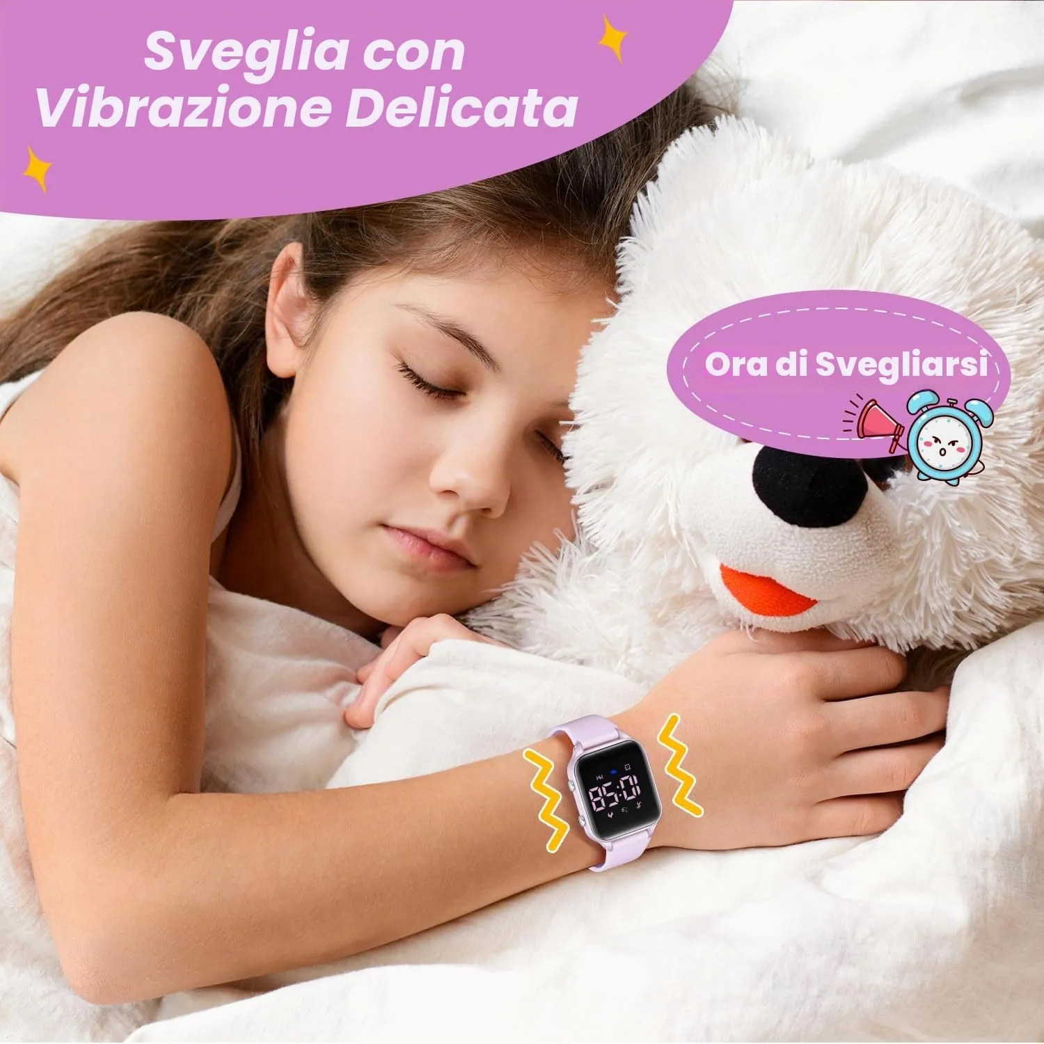 caprock Orologio digitale a LED per bambini, con contapassi, impermeabile fino a 50 atm, con calcolo della distanza/vibrazione, doppia sveglia/cronometro - immagine 6