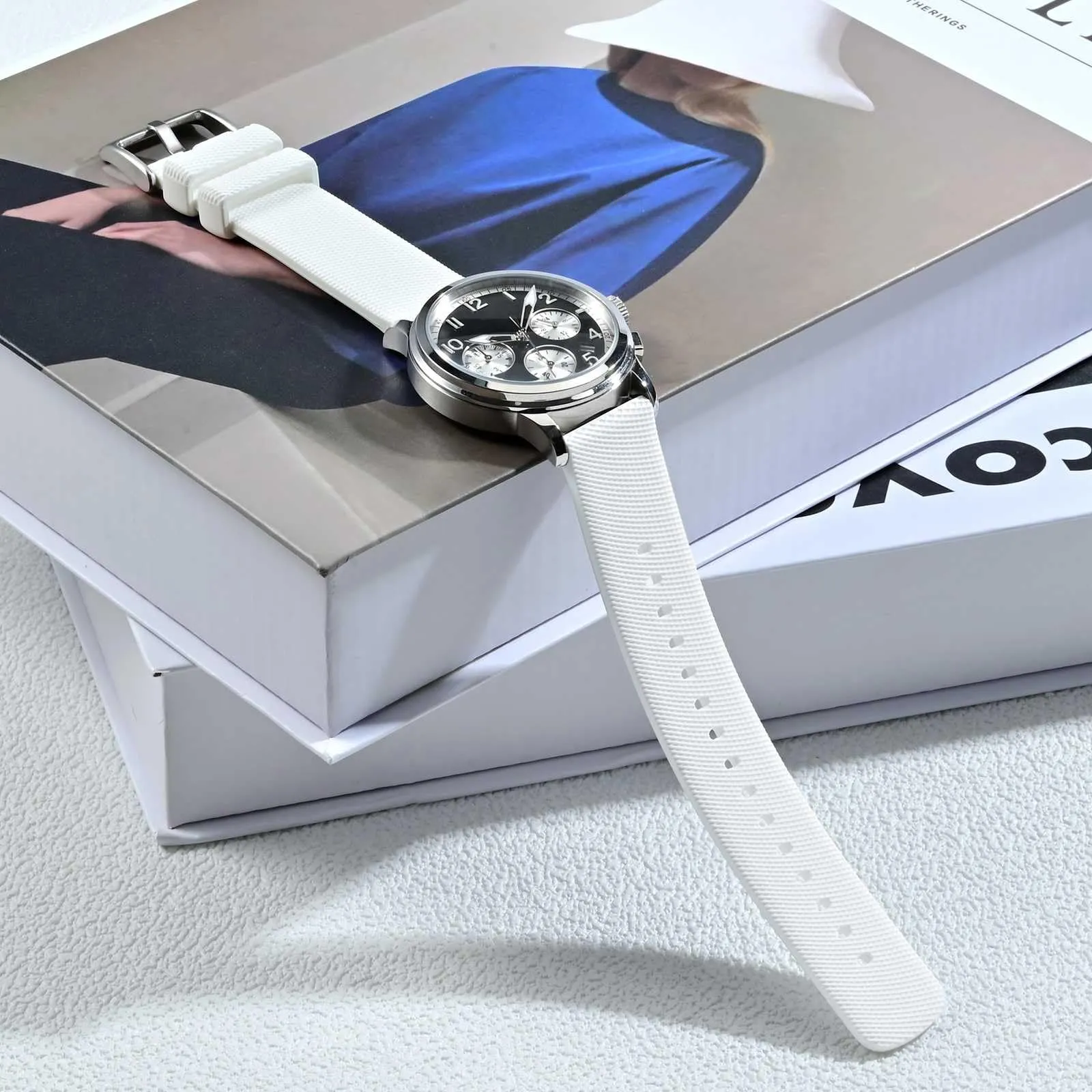 ANNEFIT Cinturino per Orologi in Silicone per Uomo Donna con Fibbia Argento, Cinturini 20mm in Gomma Morbida con Sgancio Rapido (Bianca) - immagine 8