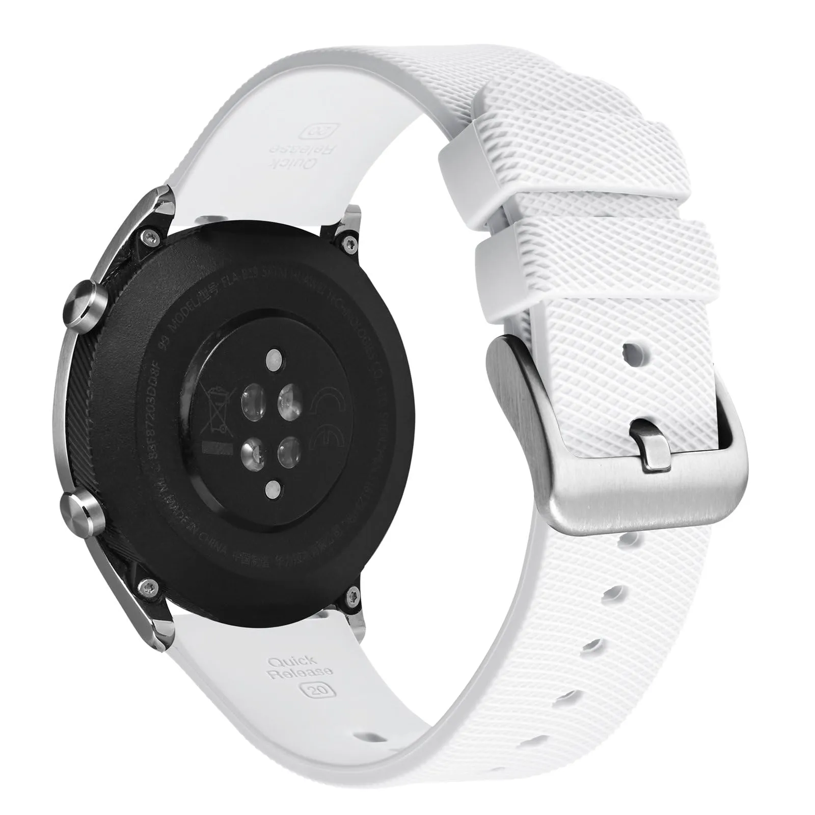 ANNEFIT Cinturino per Orologi in Silicone per Uomo Donna con Fibbia Argento, Cinturini 20mm in Gomma Morbida con Sgancio Rapido (Bianca) - immagine 9