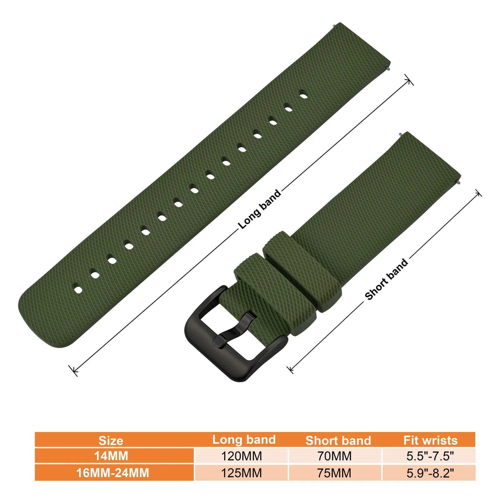 ANNEFIT Cinturino per Orologi in Silicone per Uomo Donna con Fibbia Nera, Cinturini 19mm in Gomma Morbida con Sgancio Rapido (Verde Oliva) - immagine 4