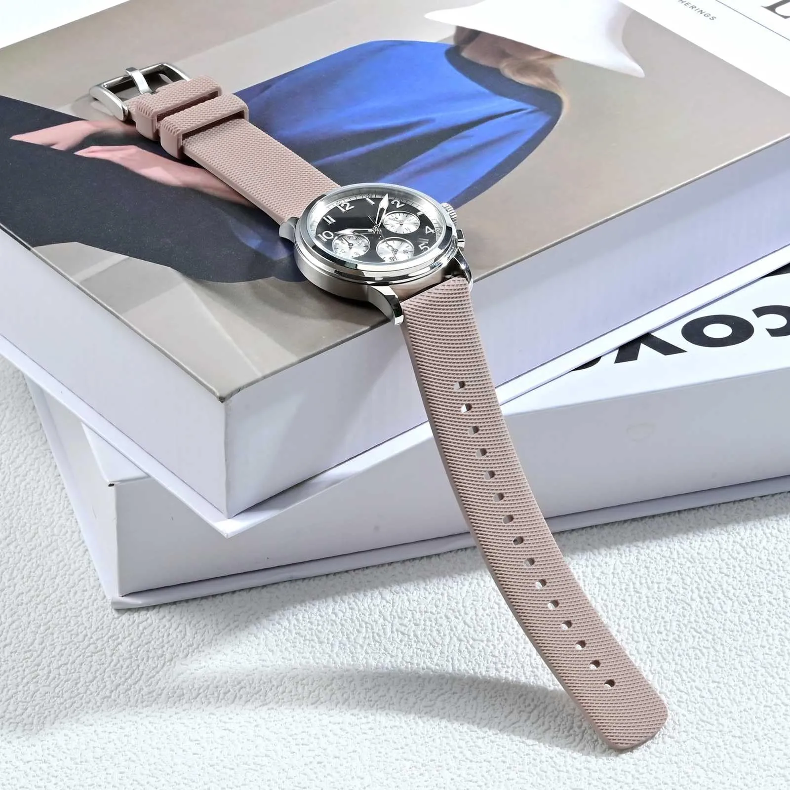 ANNEFIT Cinturino per Orologi in Silicone per Uomo Donna con Fibbia Nera, Cinturini 14mm in Gomma Morbida con Sgancio Rapido (Rosa Pallido) - immagine 8