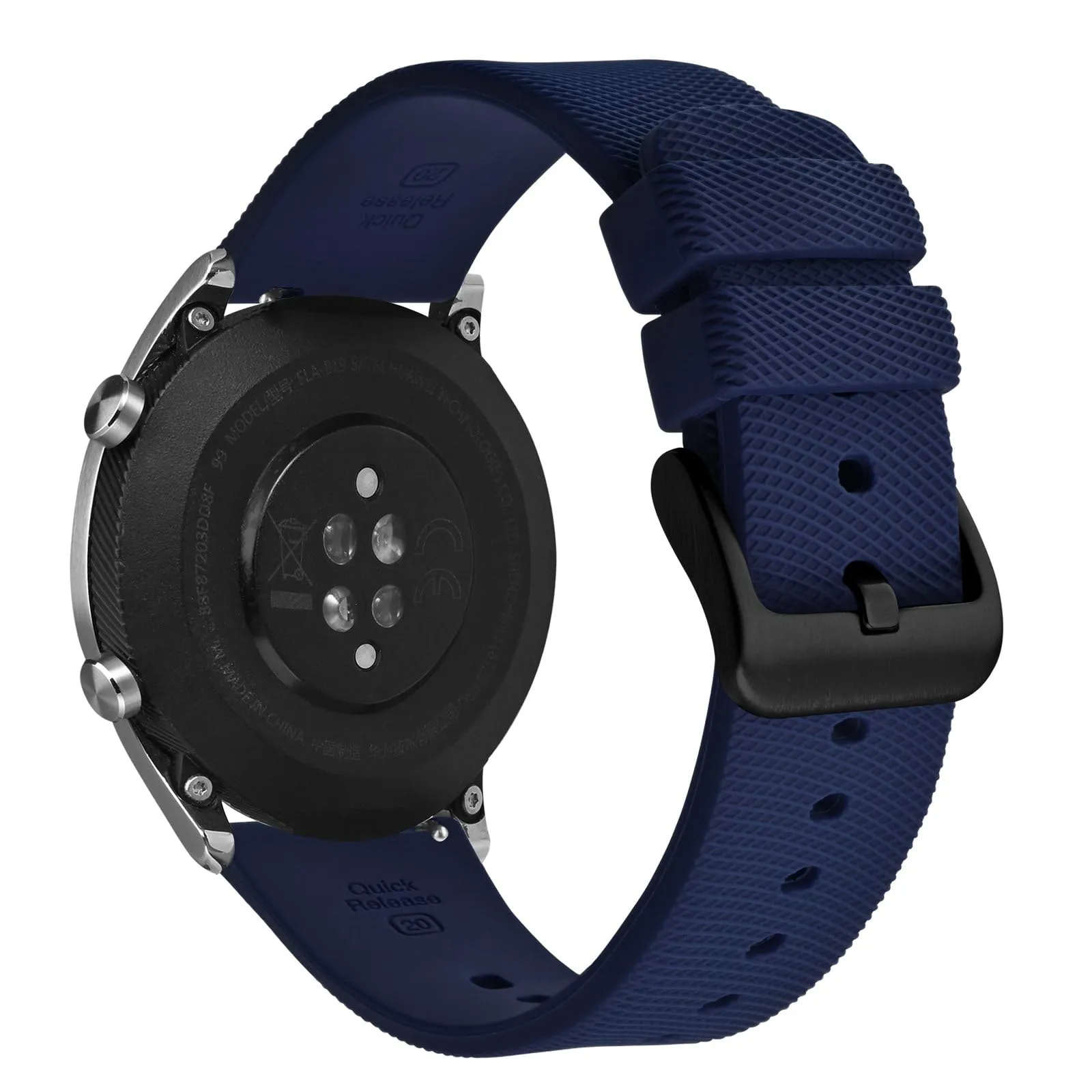 ANNEFIT Cinturino per Orologi in Silicone per Uomo Donna con Fibbia Nera, Cinturini 20mm in Gomma Morbida con Sgancio Rapido (Blu Navy) - immagine 9