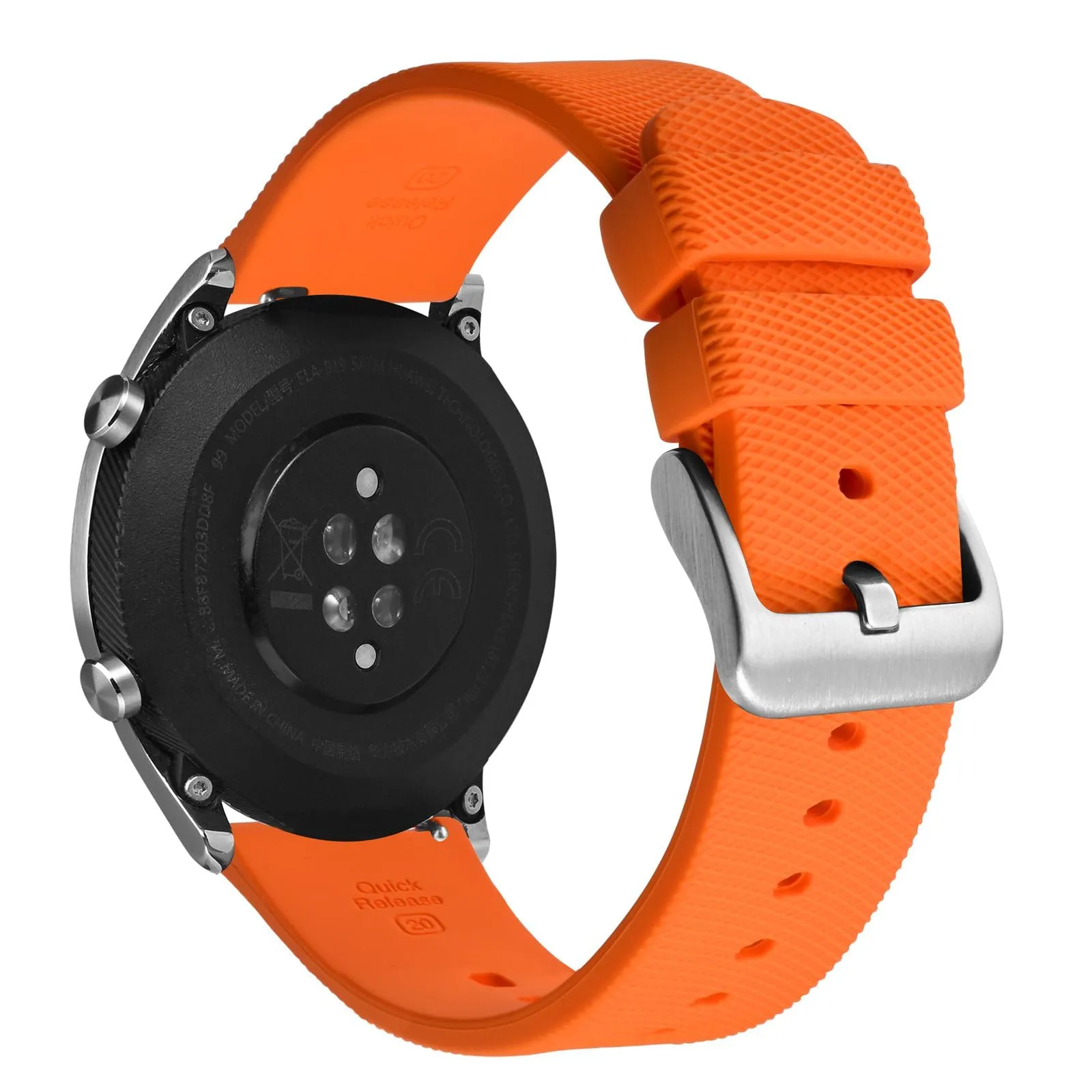 ANNEFIT Cinturino per Orologi in Silicone per Uomo Donna con Fibbia Argento, Cinturini 16mm in Gomma Morbida con Sgancio Rapido (Arancia) - immagine 9