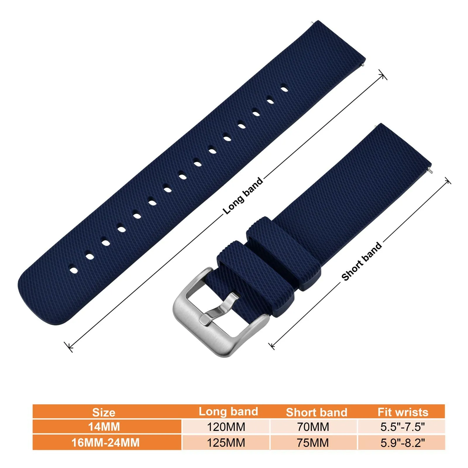 ANNEFIT Cinturino per Orologi in Silicone per Uomo Donna con Fibbia Argento, Cinturini 18mm in Gomma Morbida con Sgancio Rapido (Blu Navy) - immagine 4
