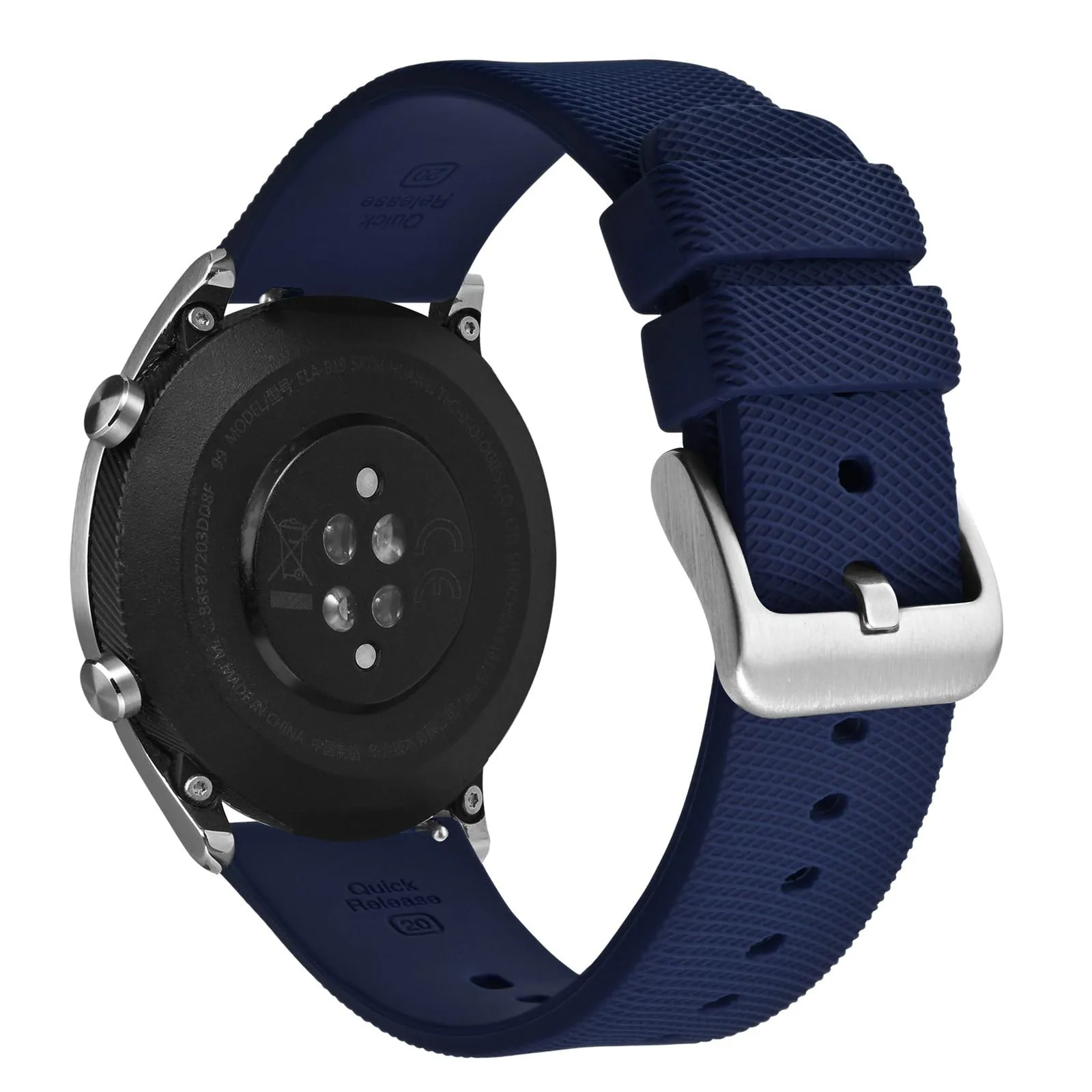 ANNEFIT Cinturino per Orologi in Silicone per Uomo Donna con Fibbia Argento, Cinturini 18mm in Gomma Morbida con Sgancio Rapido (Blu Navy) - immagine 9