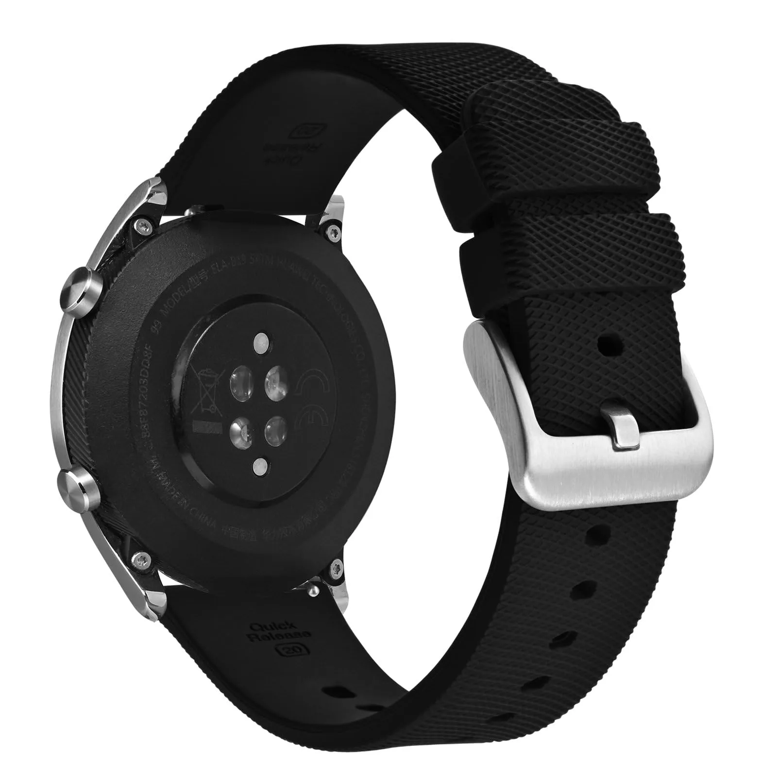 ANNEFIT Cinturino per Orologi in Silicone per Uomo Donna con Fibbia Argento, Cinturini 22mm in Gomma Morbida con Sgancio Rapido (Nero) - immagine 9