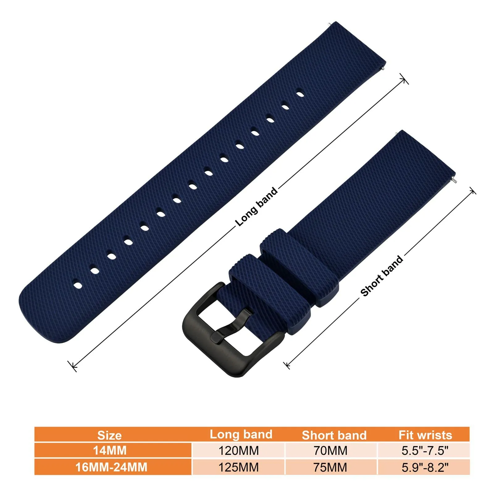ANNEFIT Cinturino per Orologi in Silicone per Uomo Donna con Fibbia Nera, Cinturini 19mm in Gomma Morbida con Sgancio Rapido (Blu Navy) - immagine 4